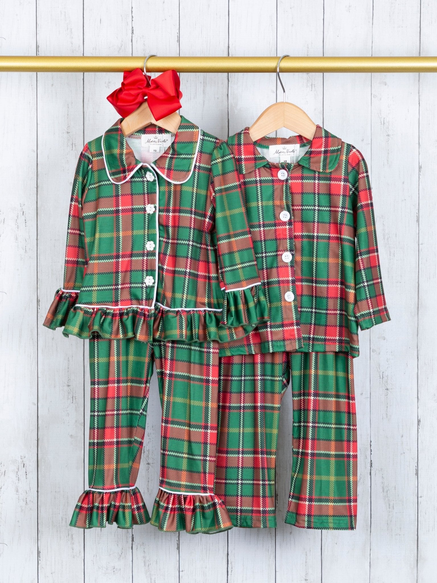Green & Red Plaid Pajamas - Marie Nicole Clothing