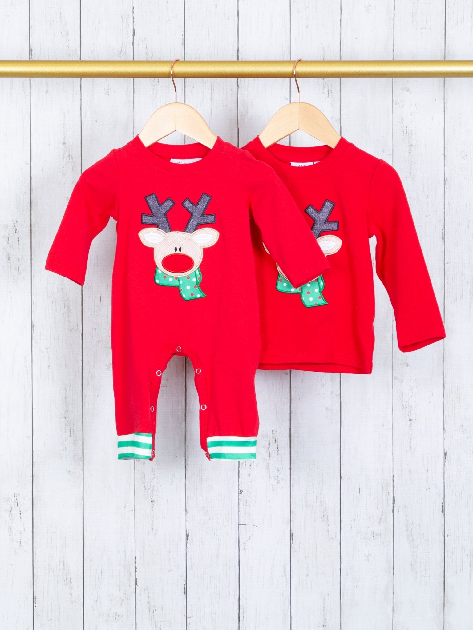 Red & Green Reindeer Shirt - Marie Nicole Clothing