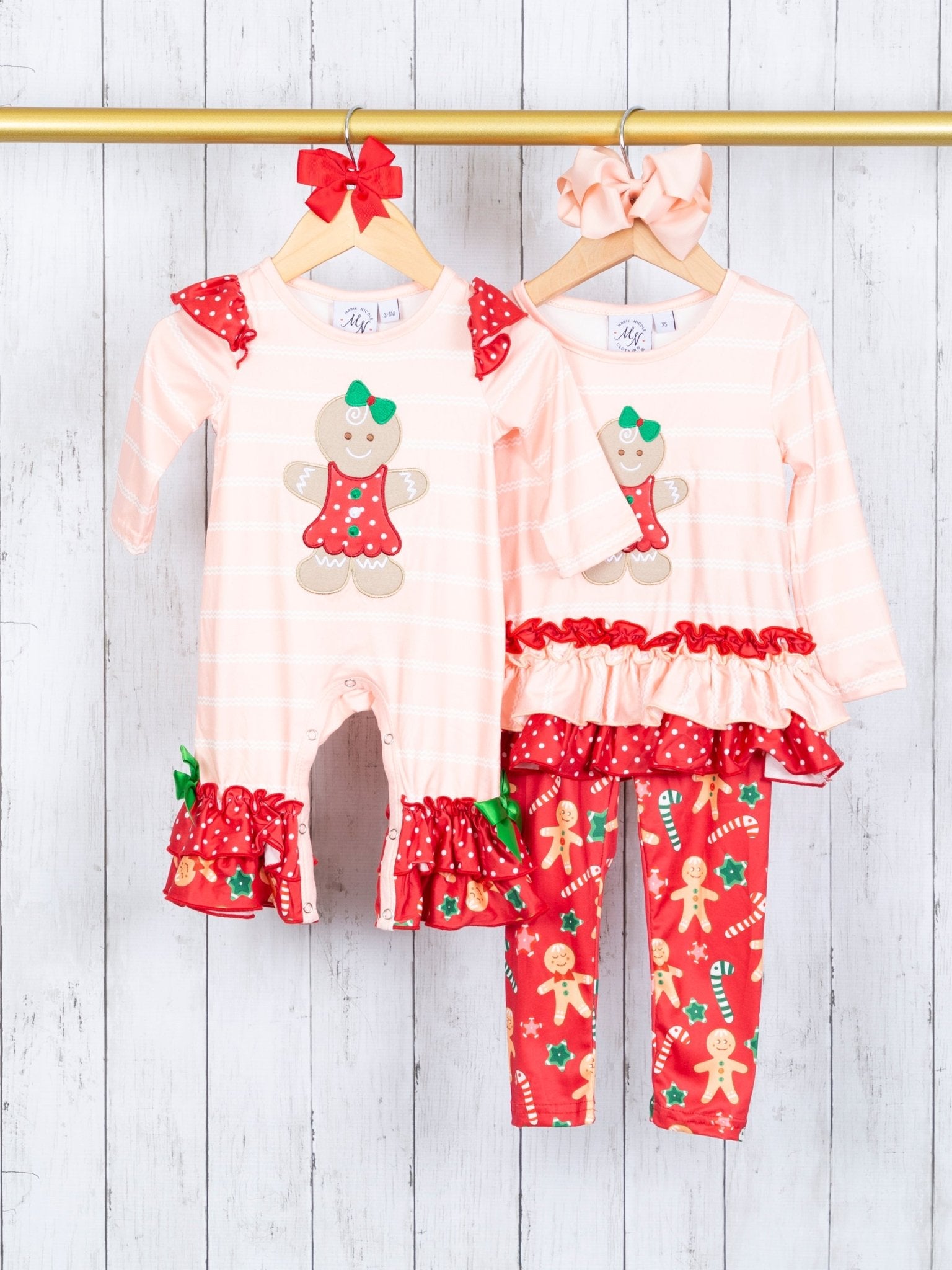 Peach Gingerbread Ruffle Romper - Marie Nicole Clothing