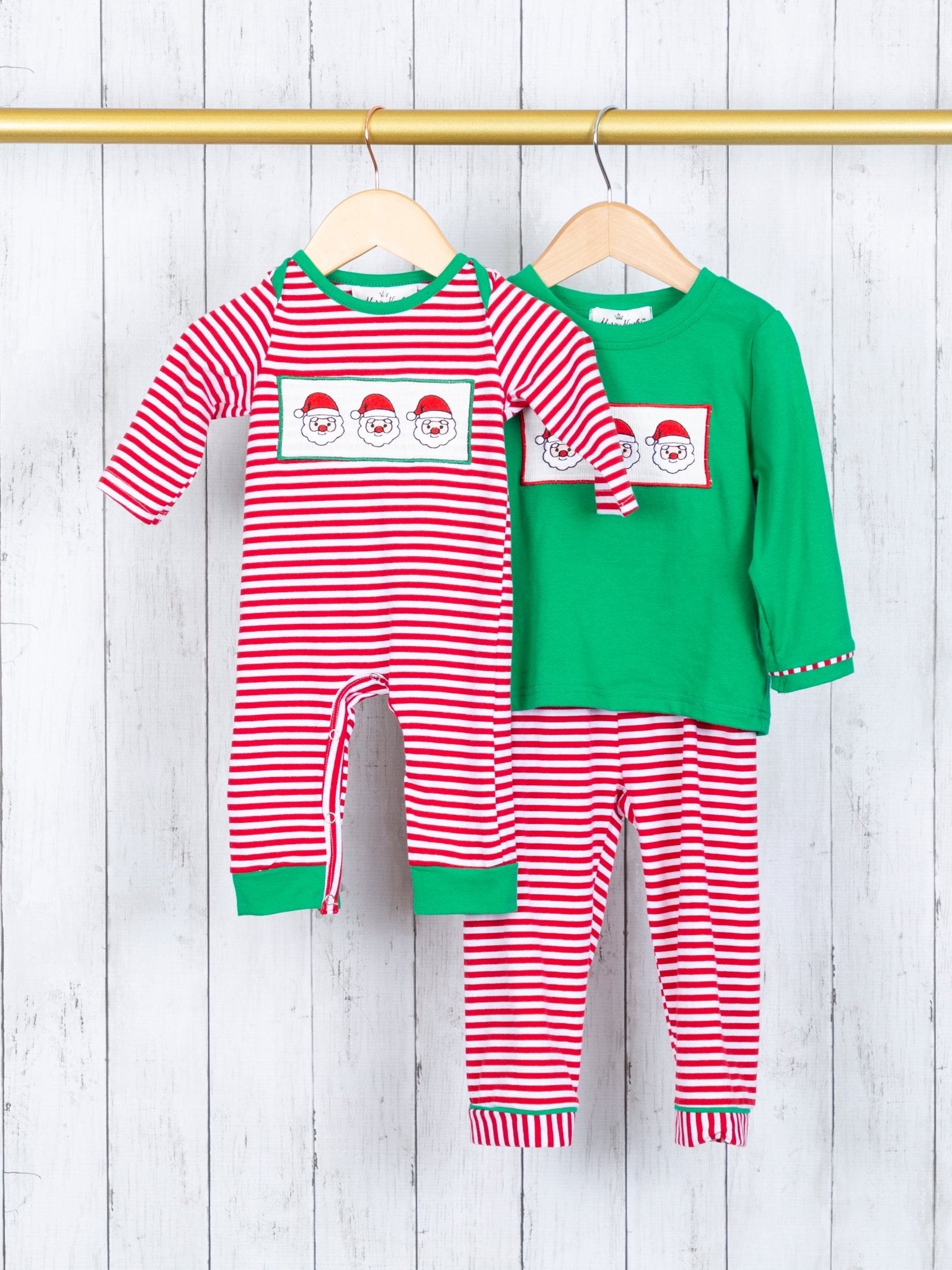 Green Santa Striped Outfit - Marie Nicole Clothing