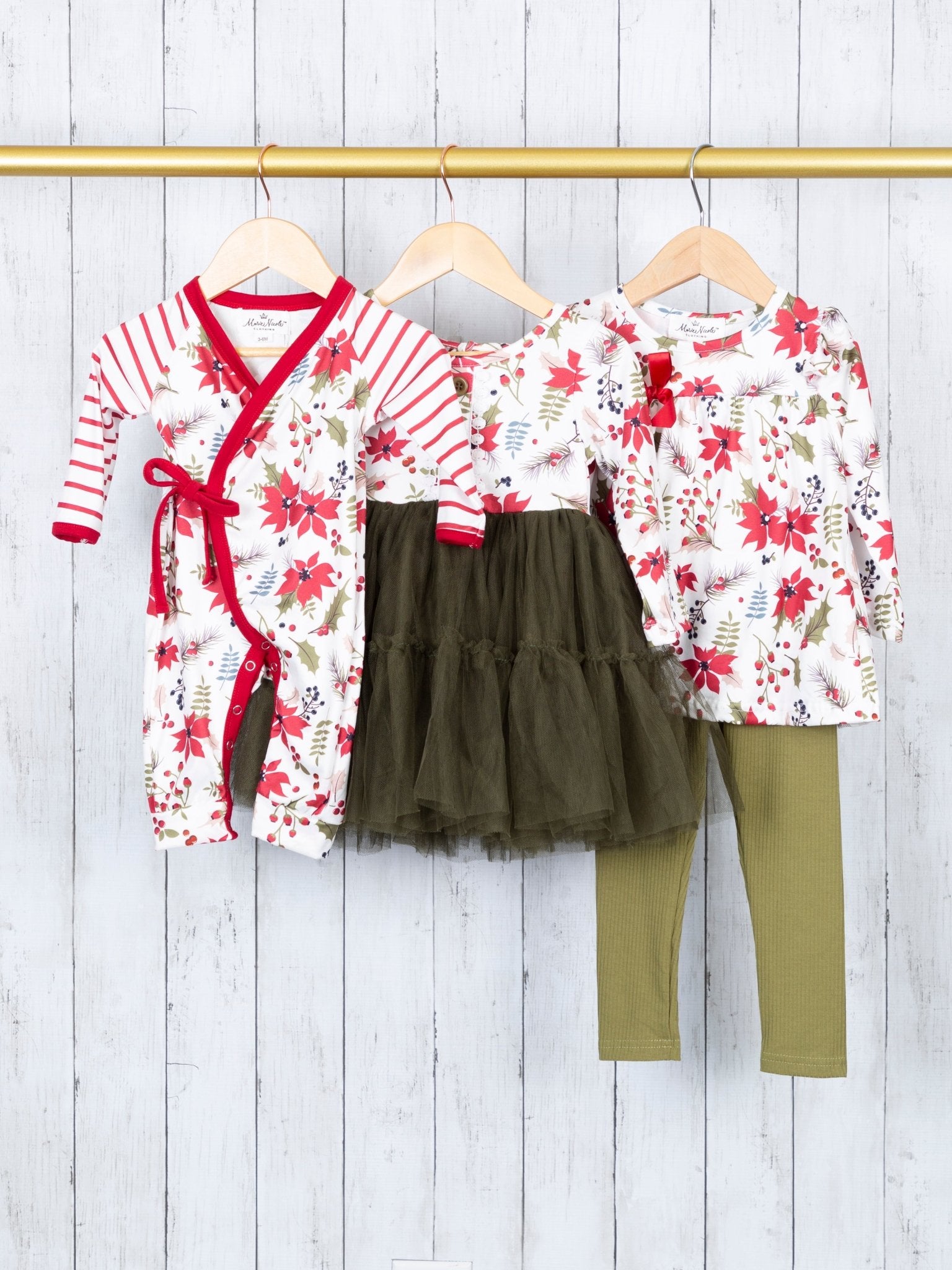 Poinsettia Ruffle Outfit - Marie Nicole Clothing
