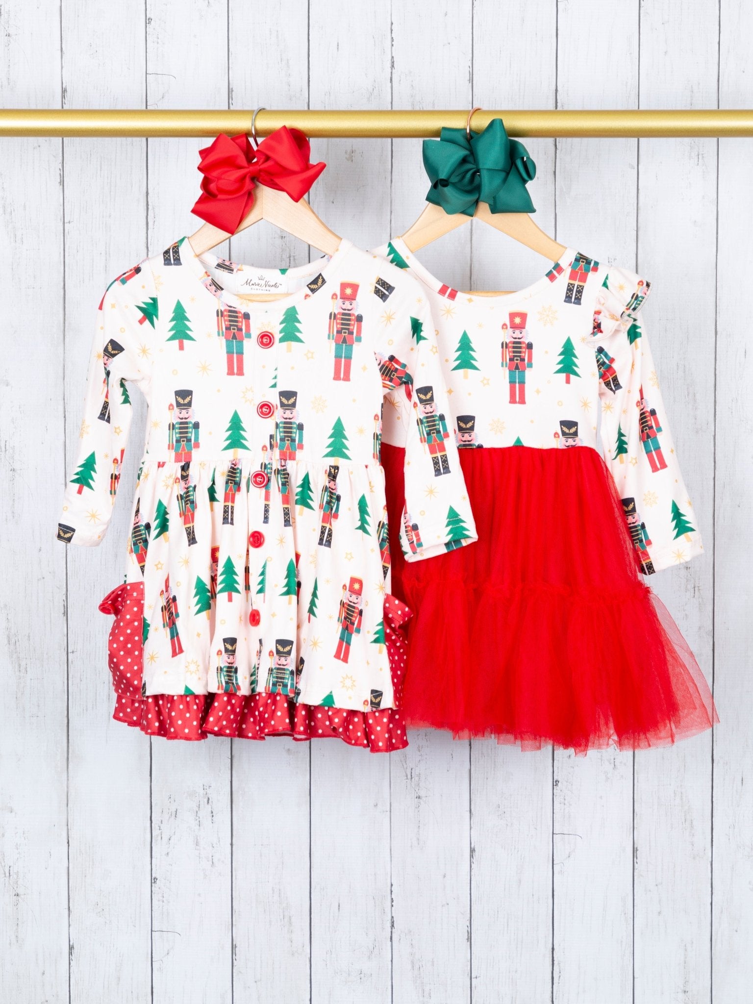 Polka Dot Nutcracker Ruffle Pocket Dress - Marie Nicole Clothing