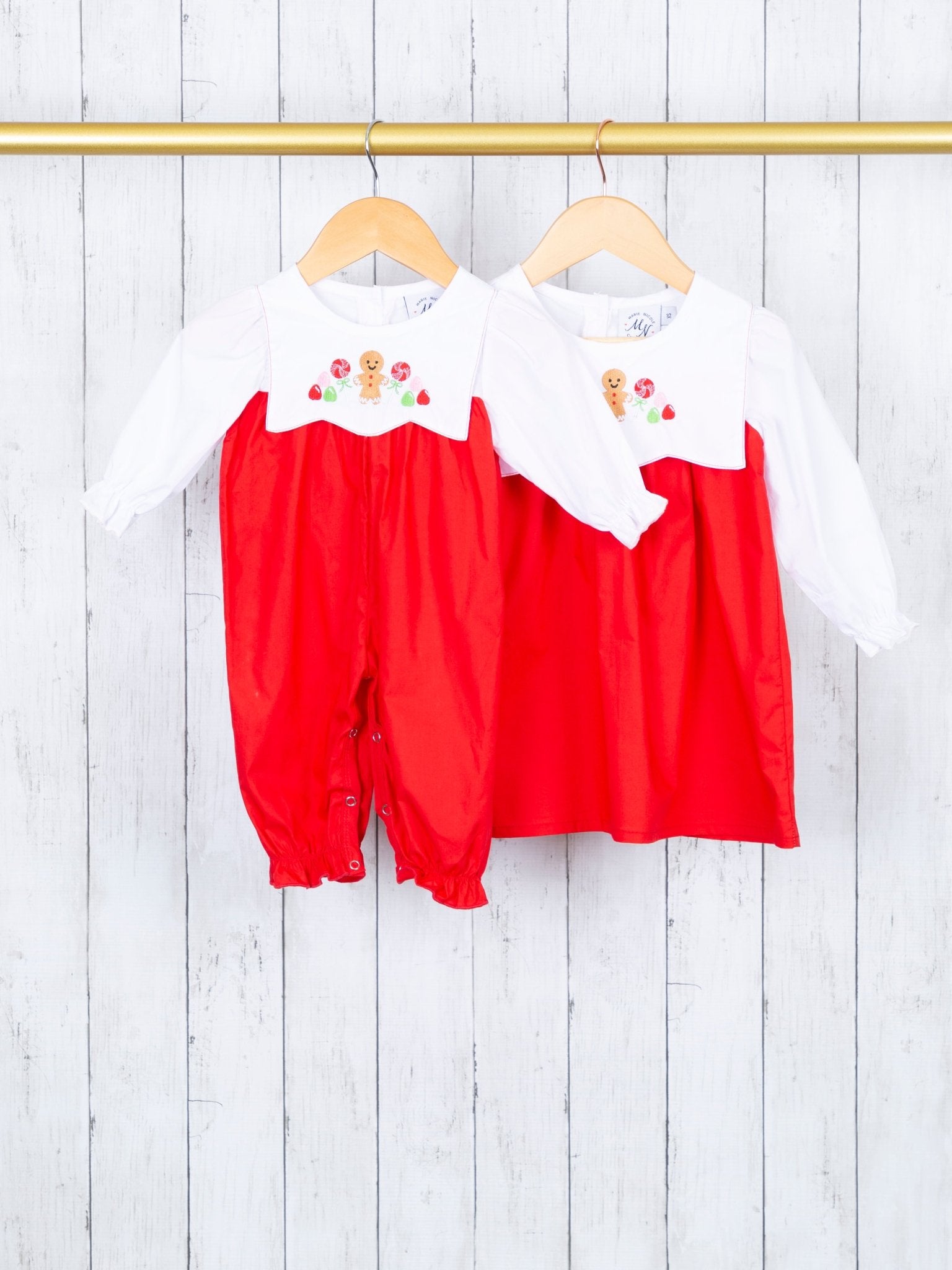 Red Gingerbread Bib Collar Dress - Marie Nicole Clothing