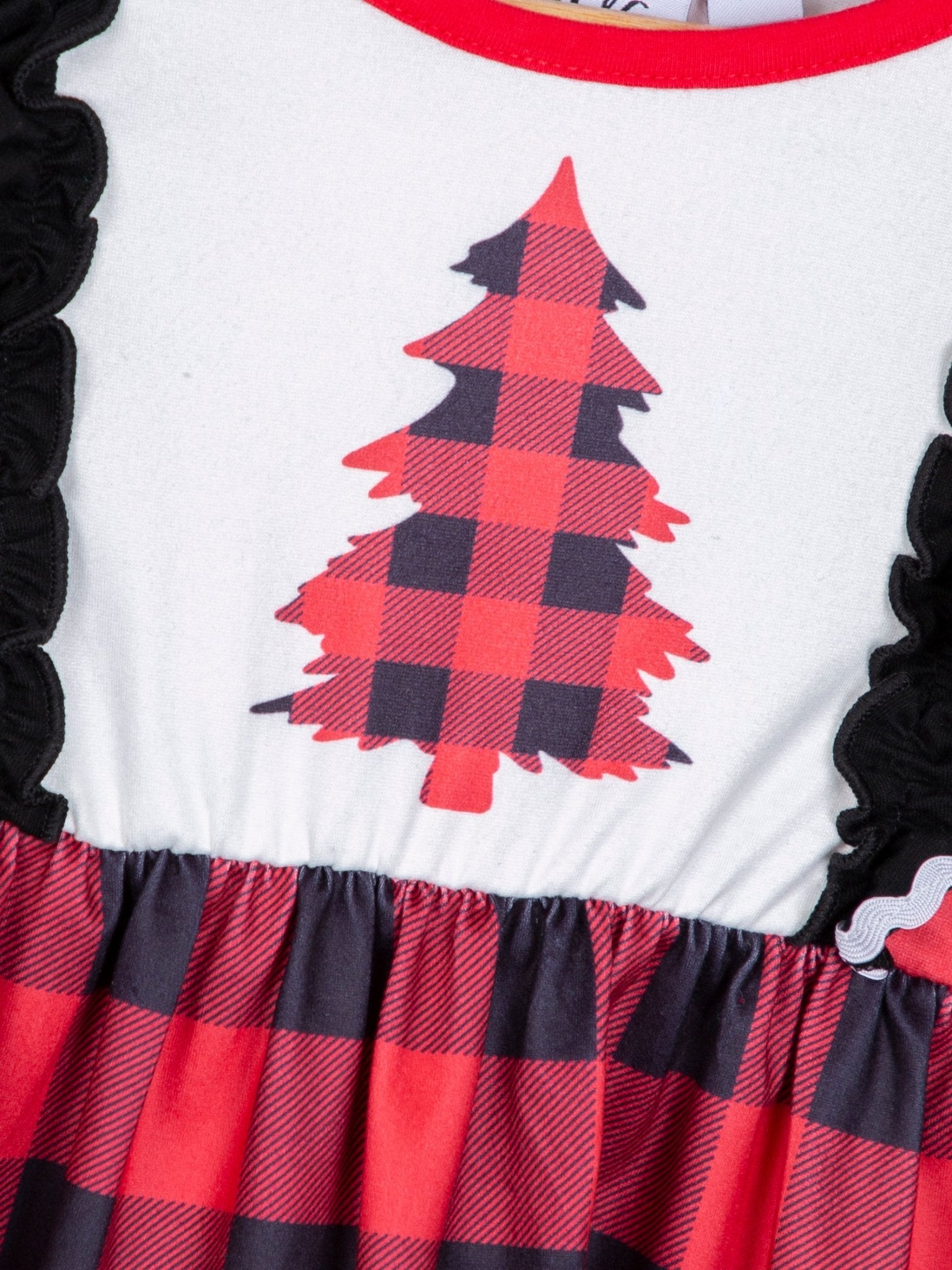 Buffalo Plaid Christmas Tree Ruffle Dress - Marie Nicole Clothing