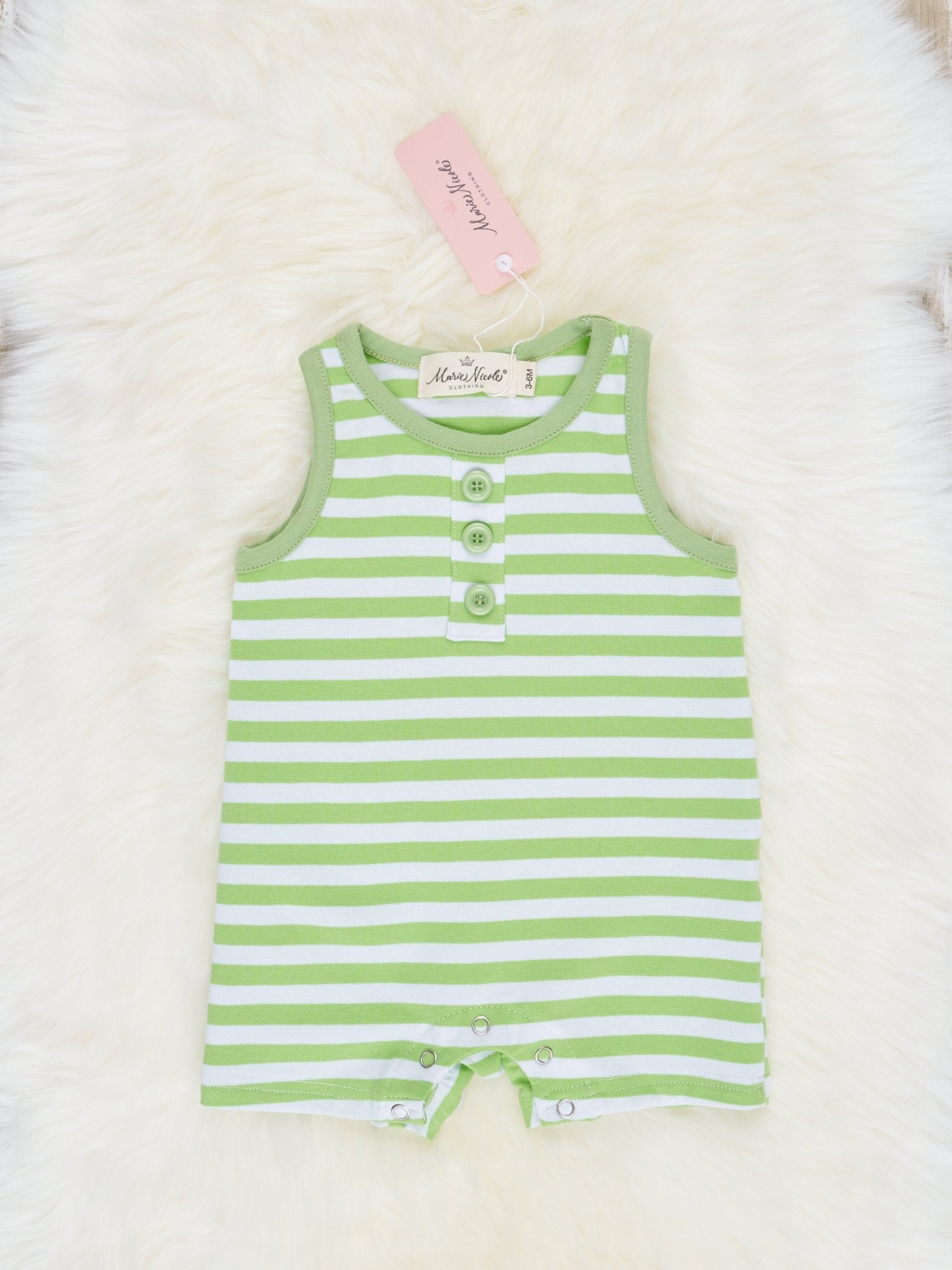 Lime Striped Romper - Marie Nicole Clothing