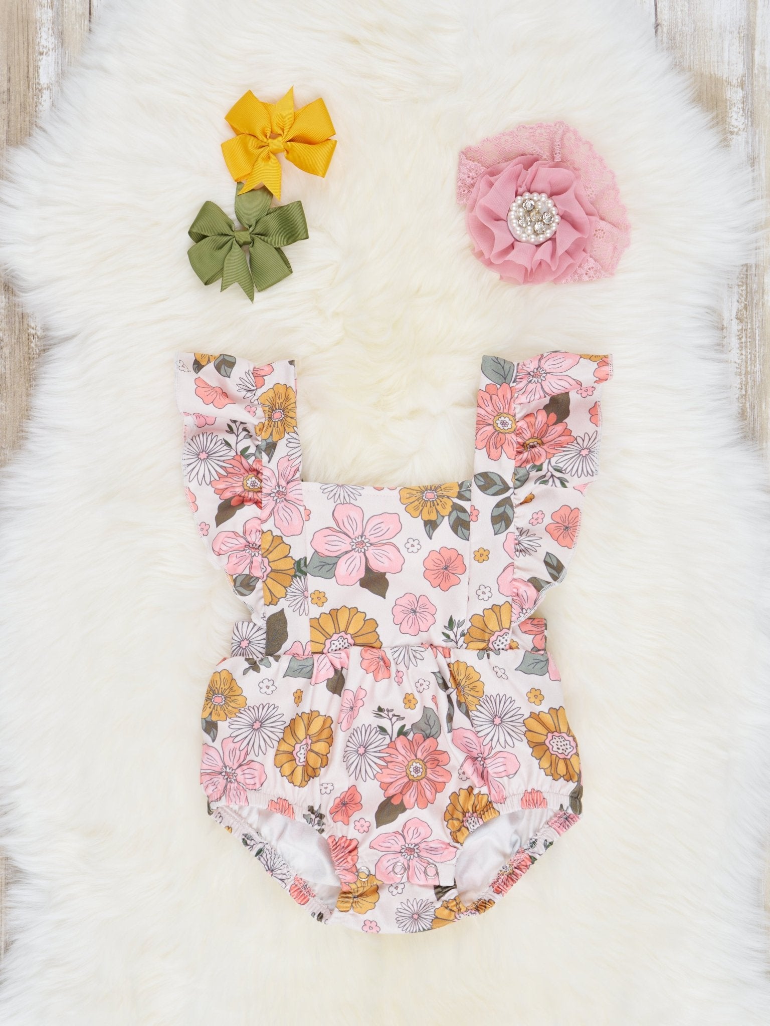 Marigold Memories Ruffle Bubble Romper - Marie Nicole Clothing