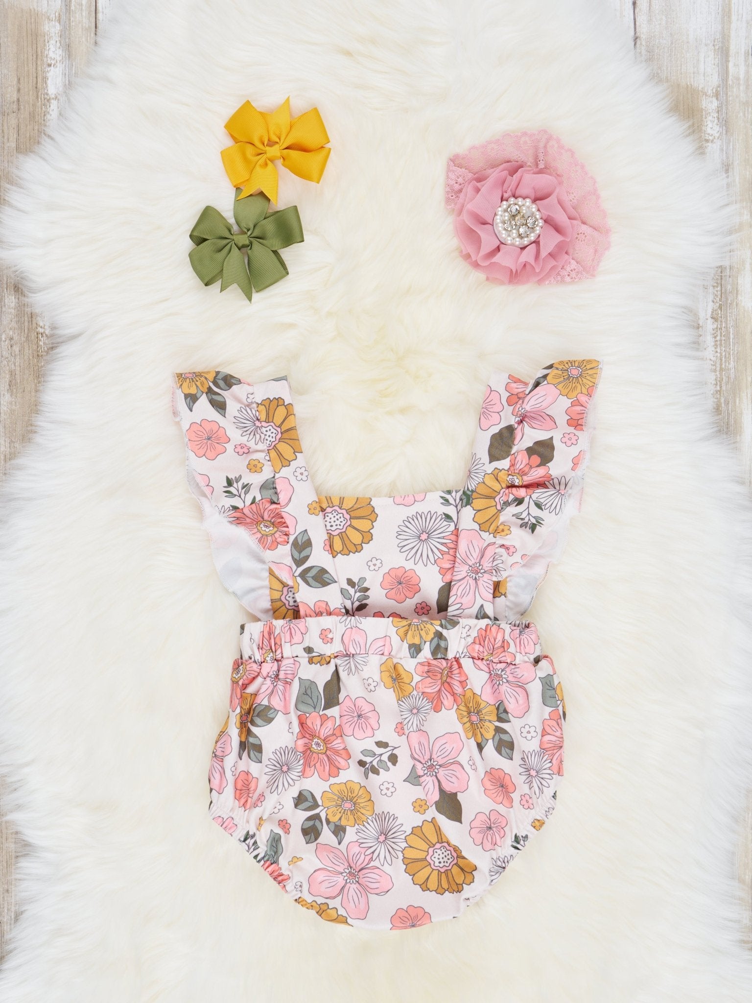 Marigold Memories Ruffle Bubble Romper - Marie Nicole Clothing