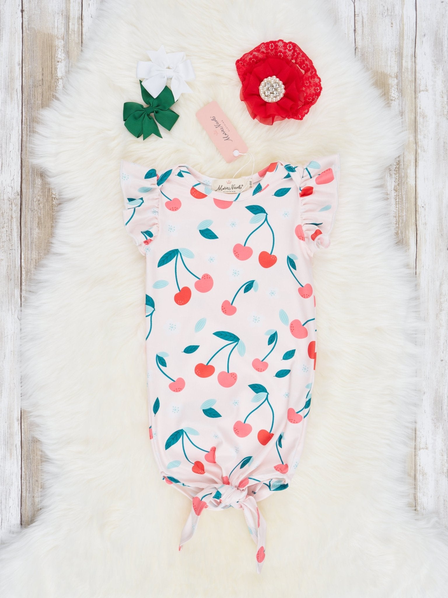 Cherries Ruffle Knot Gown - Marie Nicole Clothing