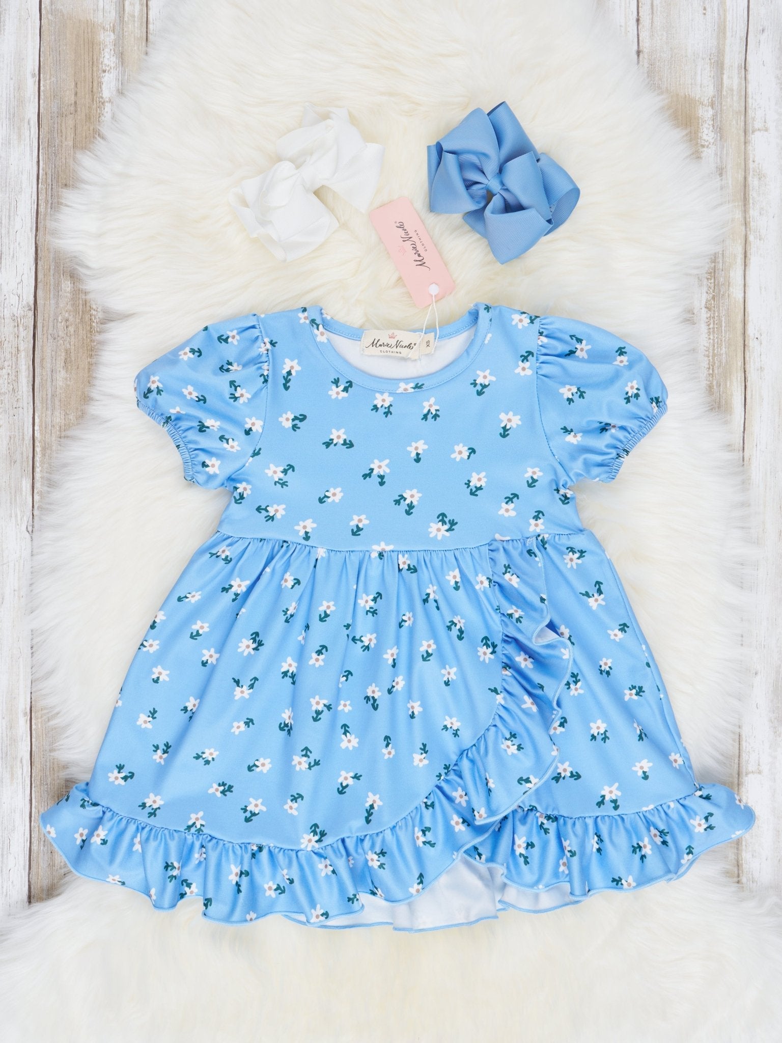Blue Buttercup Ruffle Dress - Marie Nicole Clothing