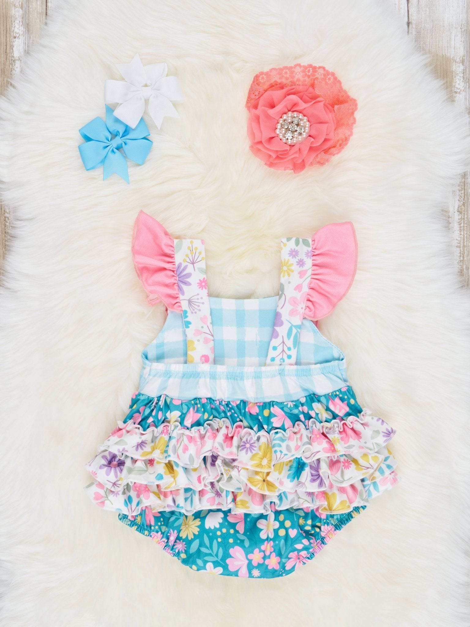 Vibrant Daisies Ruffle Bubble Romper - Marie Nicole Clothing