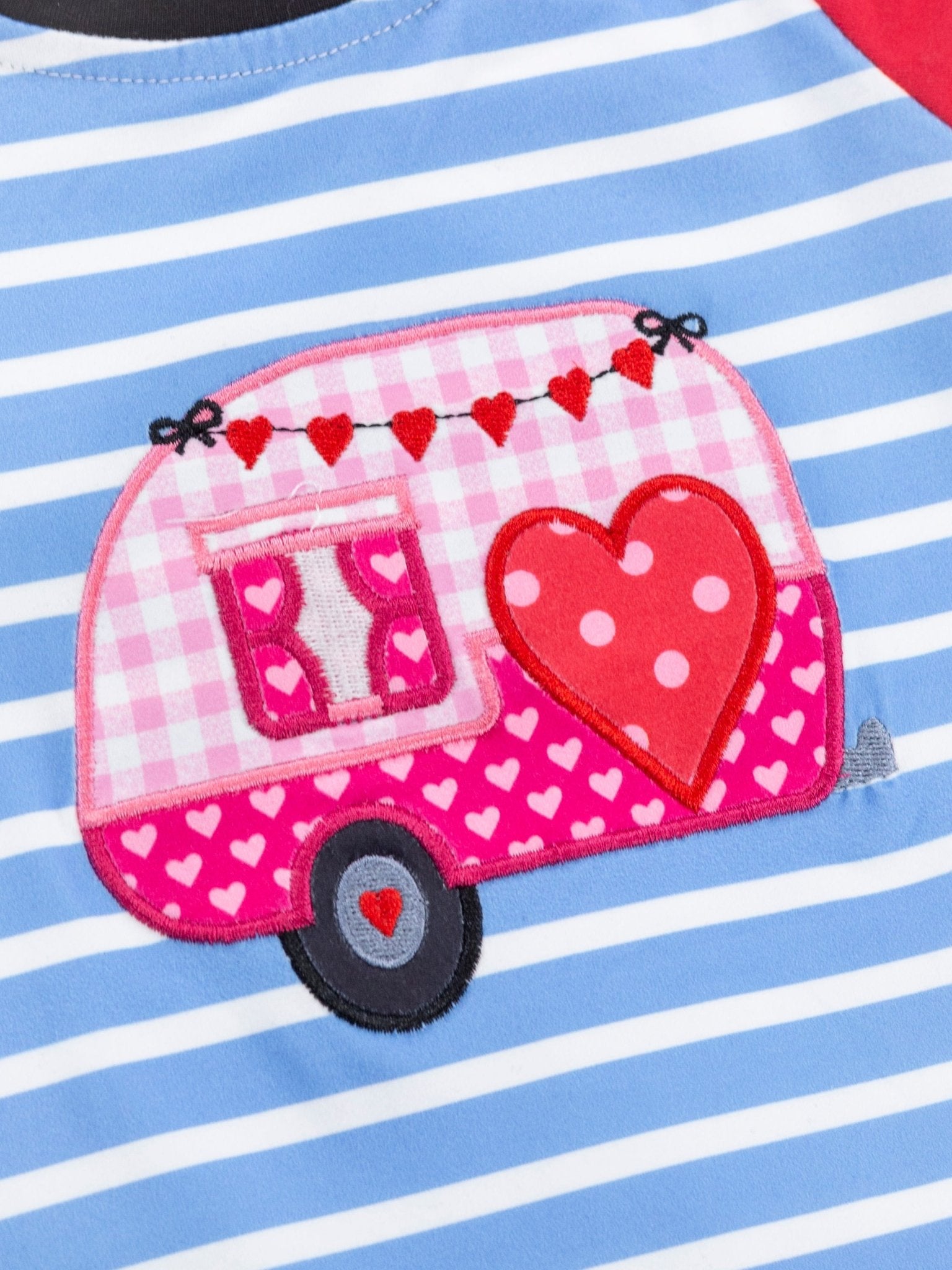 Pink Gingham Heart Camper Raglan Romper - Marie Nicole Clothing