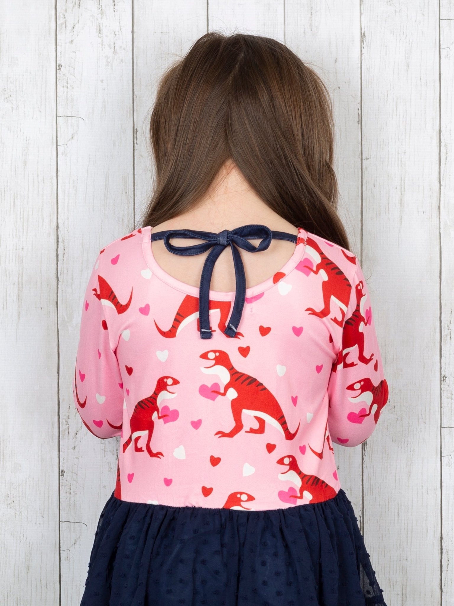 Dinosaur Love Swiss Dot Tie Dress - Marie Nicole Clothing
