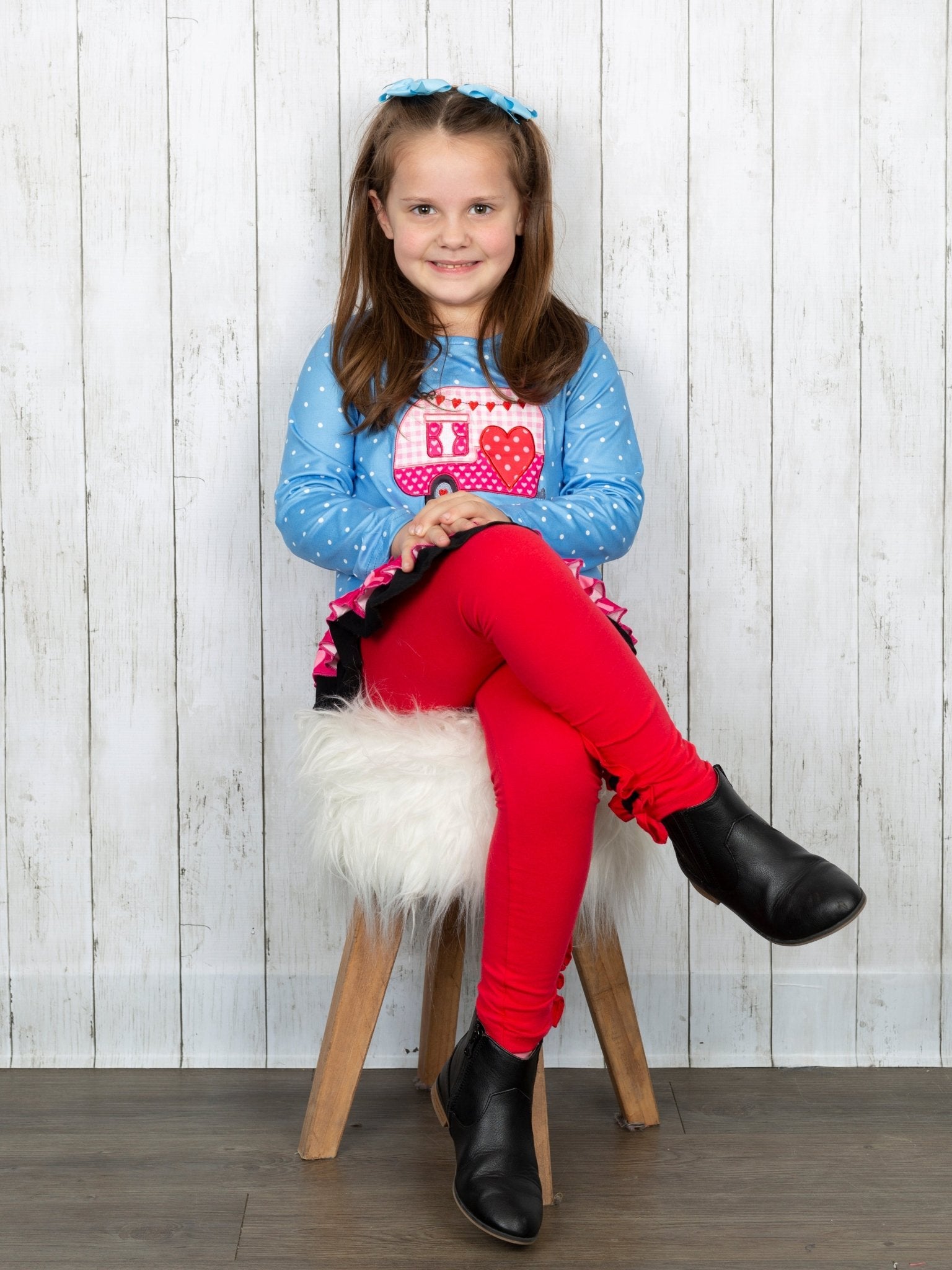 Pink Gingham Heart Camper Ruffle Outfit - Marie Nicole Clothing