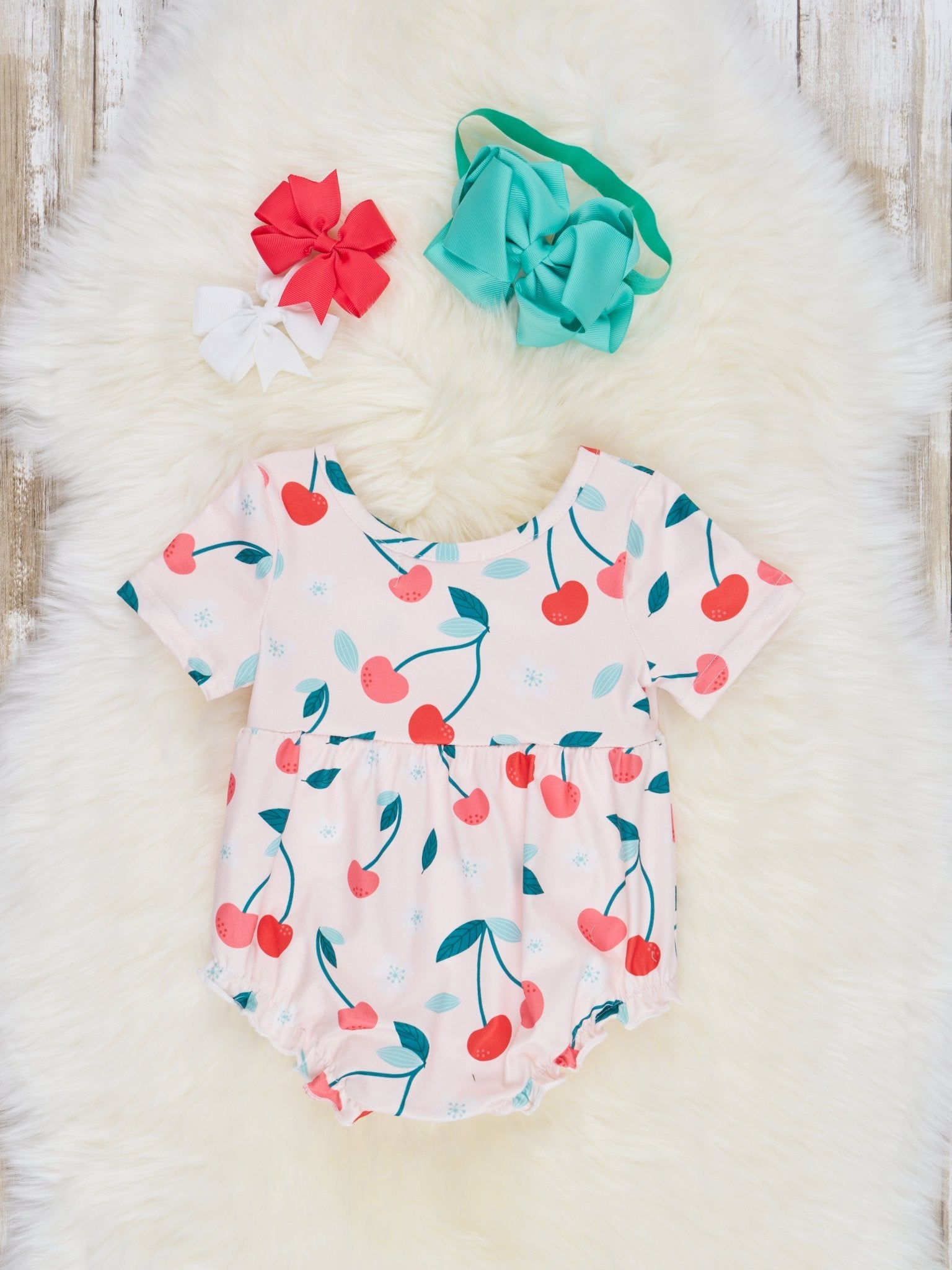 Cherries Ruffle Bubble Romper - Marie Nicole Clothing