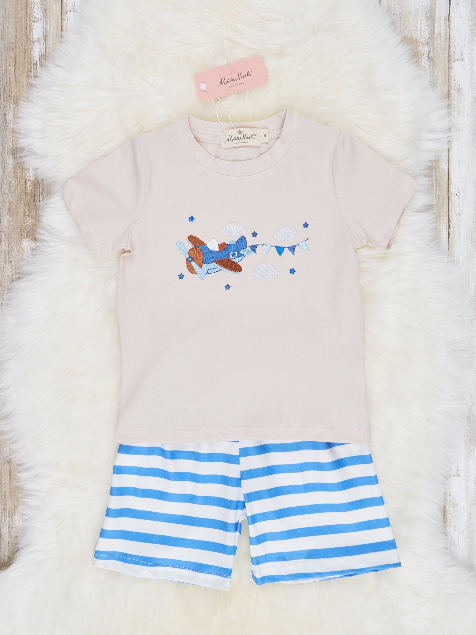 Airplane Striped Outfit - Marie Nicole Clothing