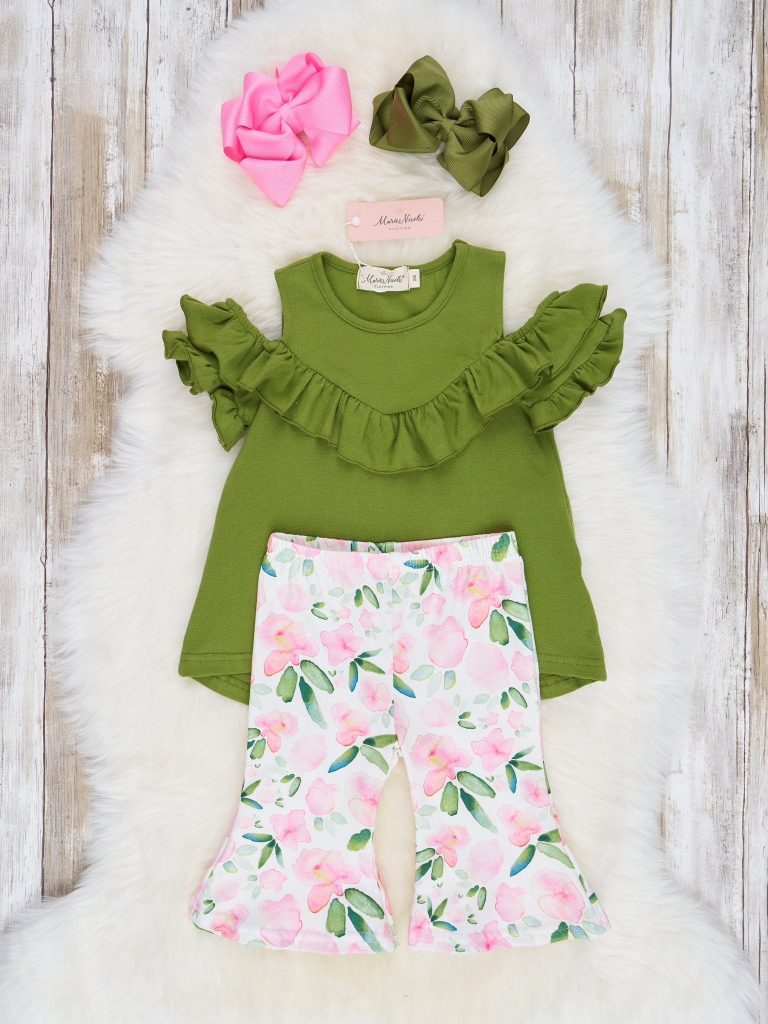 Watercolor Floral Capri Ruffle Outfit - Marie Nicole Clothing