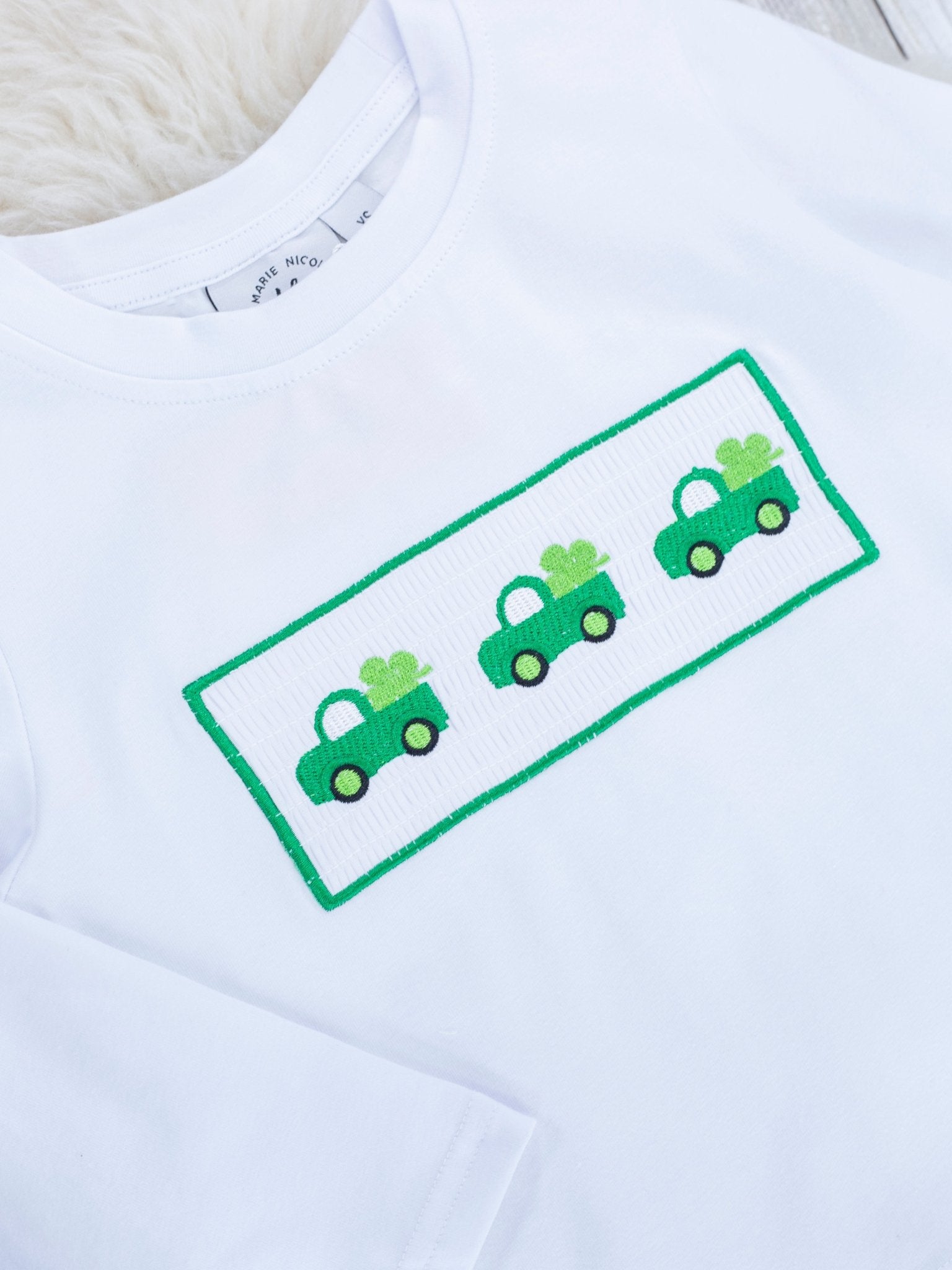 Green Gingham Smocked Clover Truck Outfit - Marie Nicole Clothing