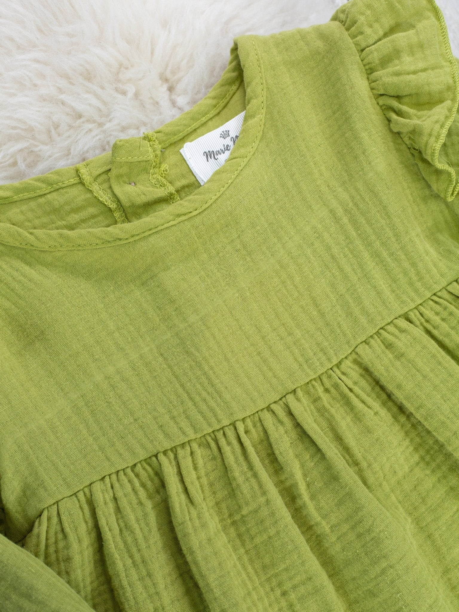 Olive Ruffle Peplum Top & Bright Rose Bell Bottoms - Marie Nicole Clothing