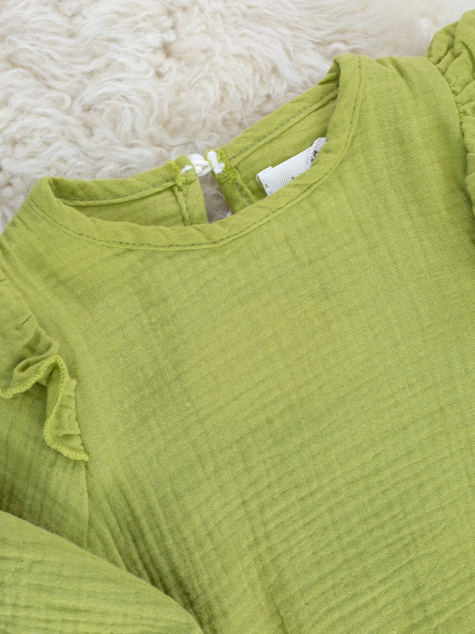 Olive Ruffle Onesie & Bright Rose Bell Bottoms - Marie Nicole Clothing