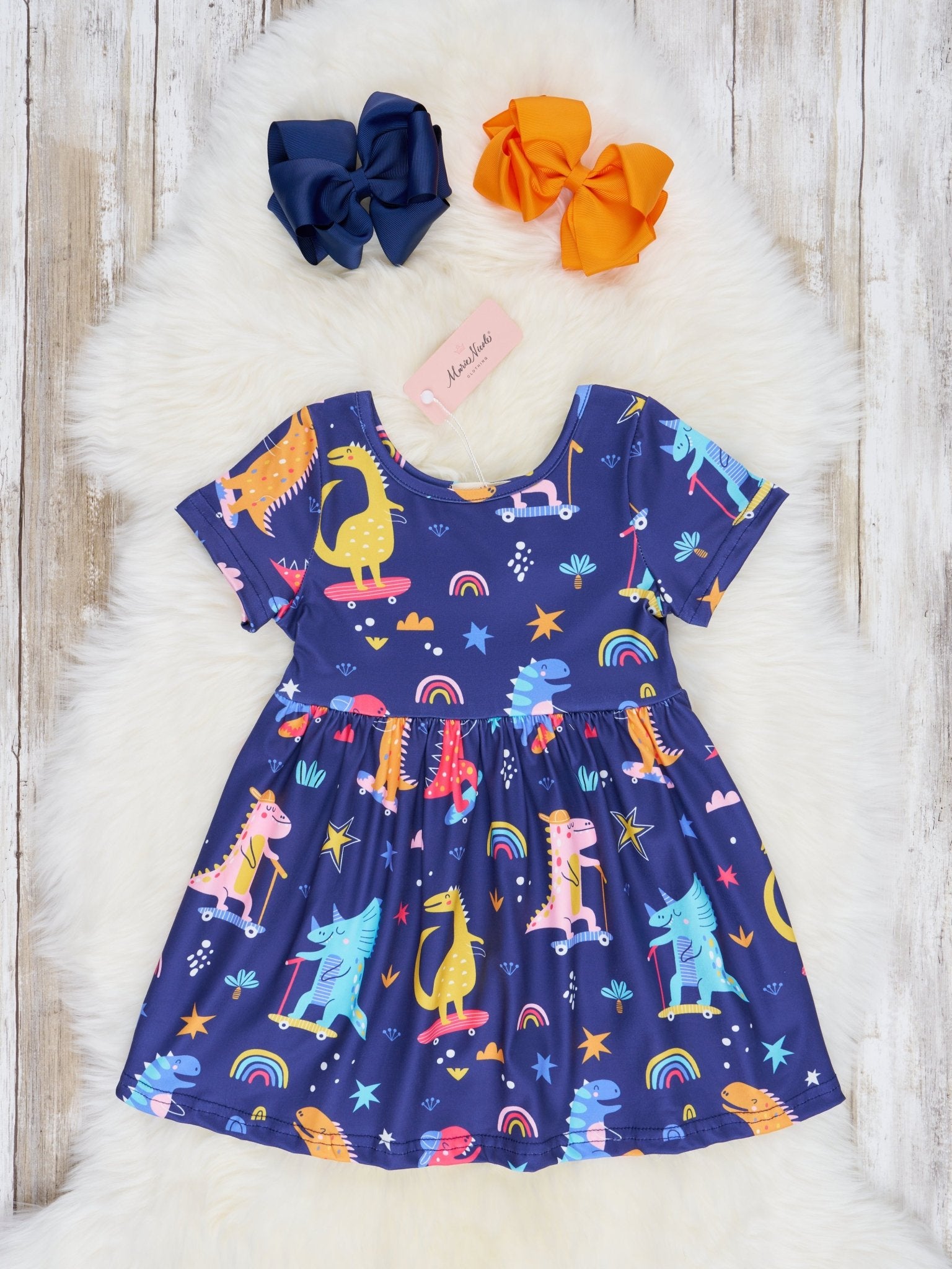 Dinosaurs & Rainbows Dress - Marie Nicole Clothing