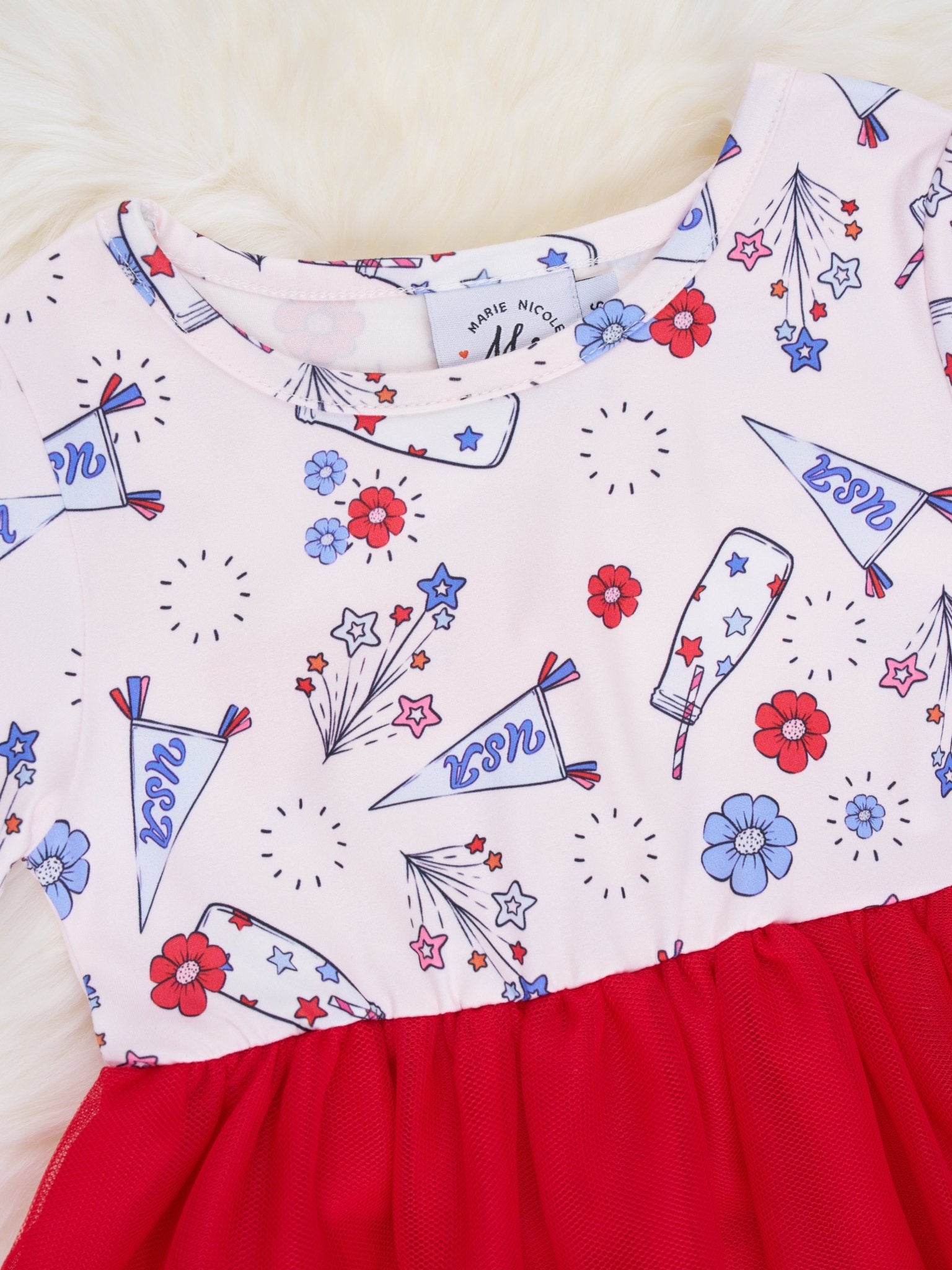 Patriotic Floral Tulle Dress - Marie Nicole Clothing
