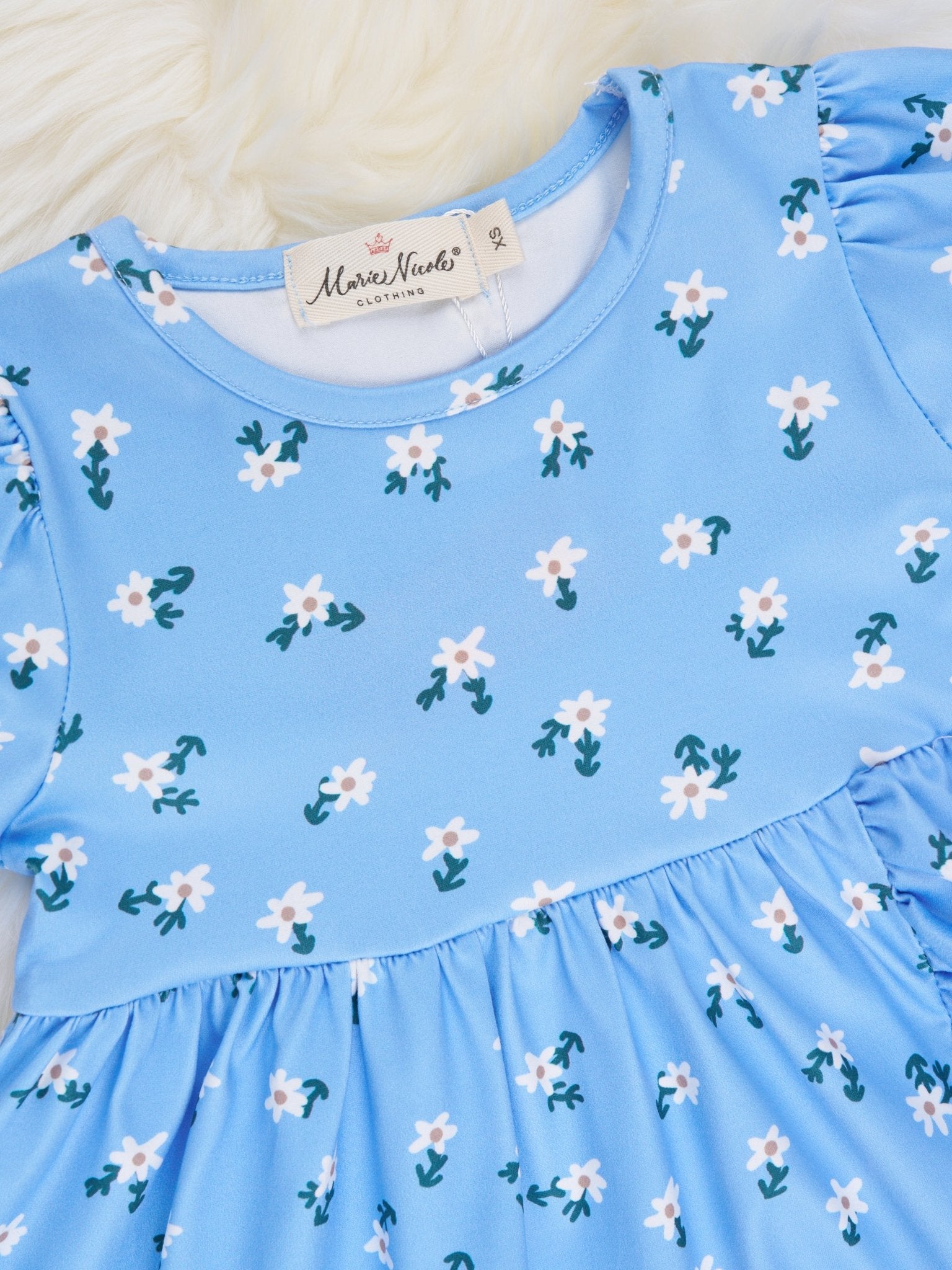 Blue Buttercup Ruffle Dress - Marie Nicole Clothing