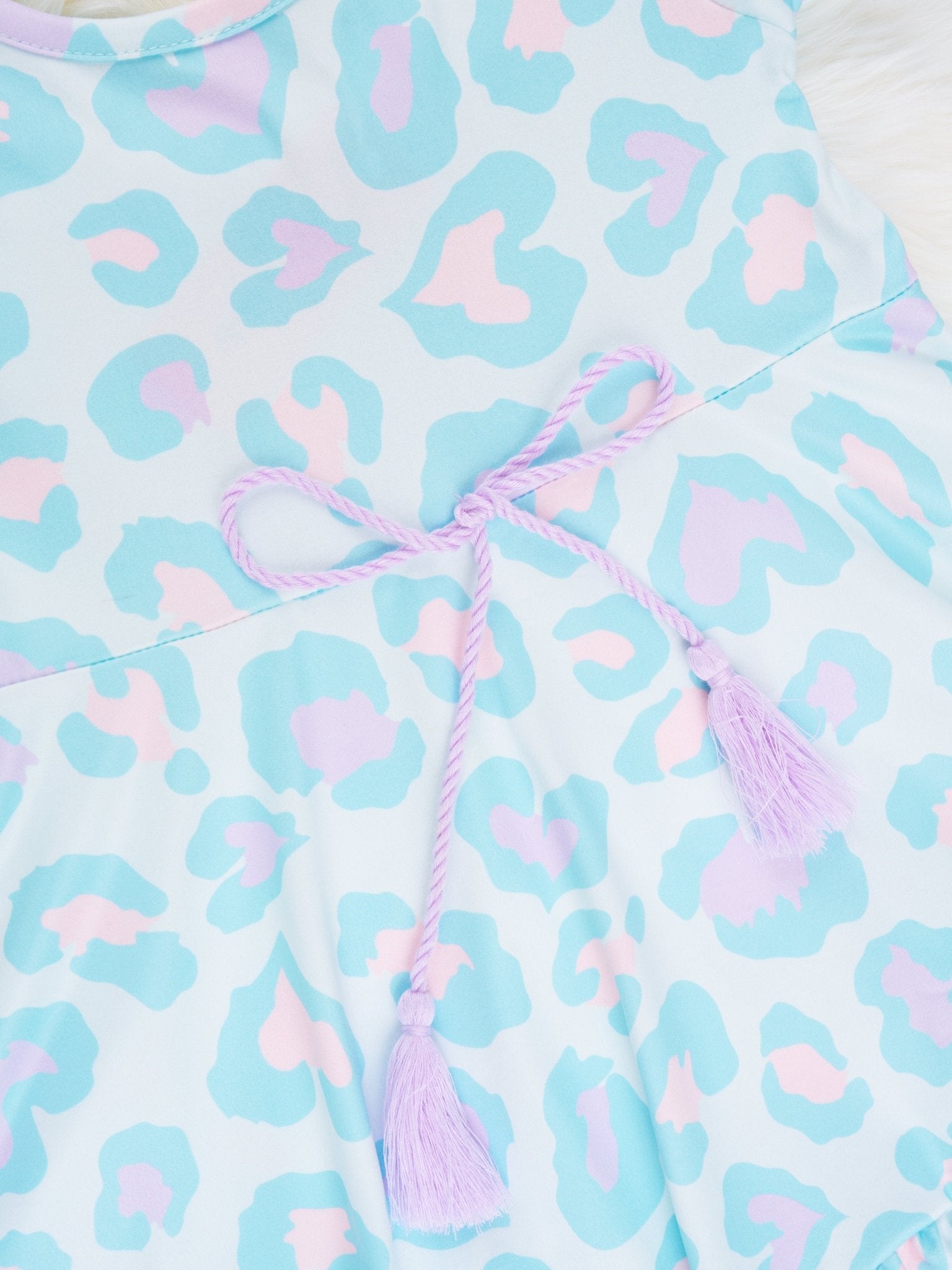 Pastel Blue Leopard Ruffle Dress - Marie Nicole Clothing
