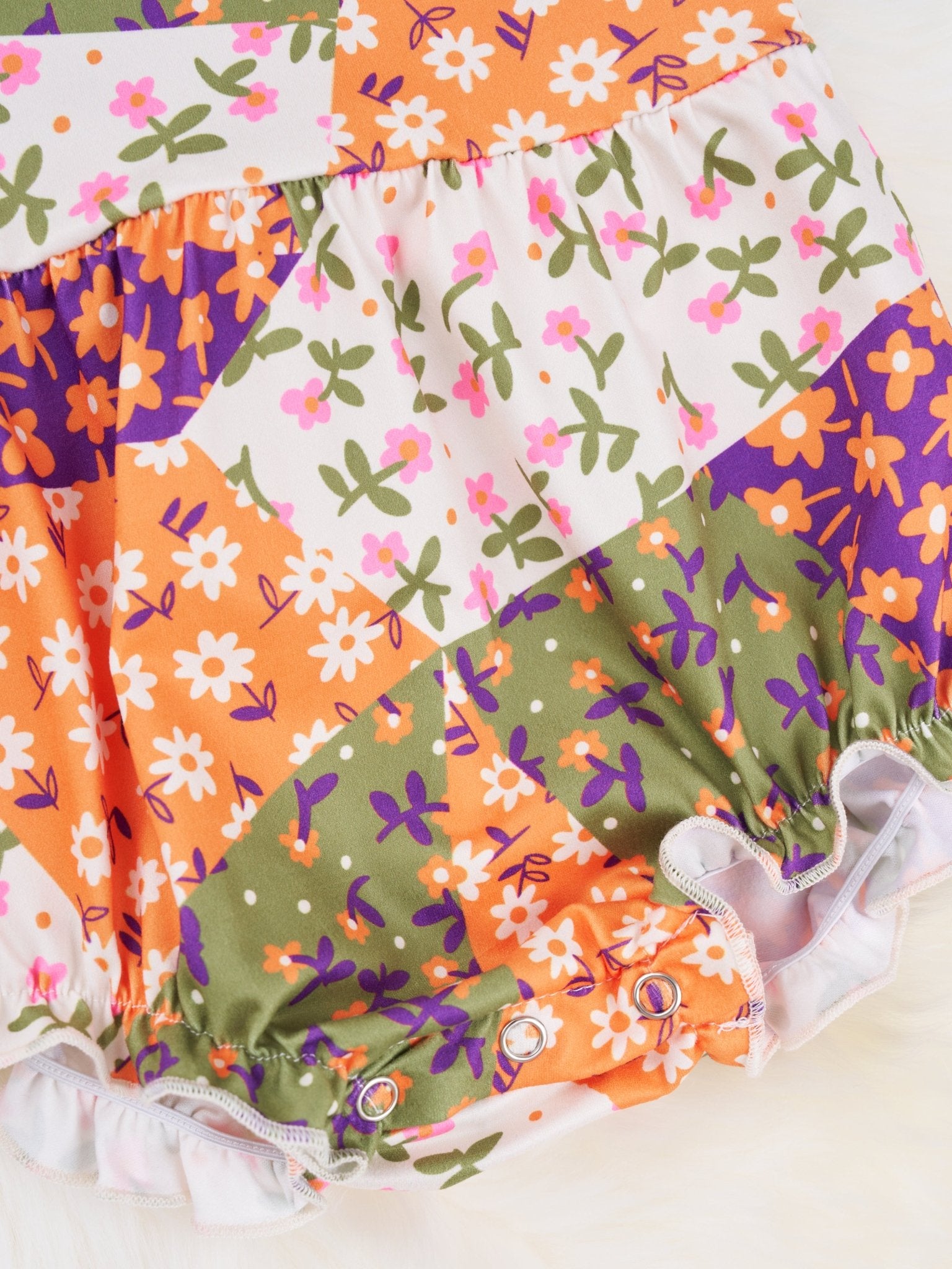Geometric Floral Ruffle Bubble Romper - Marie Nicole Clothing