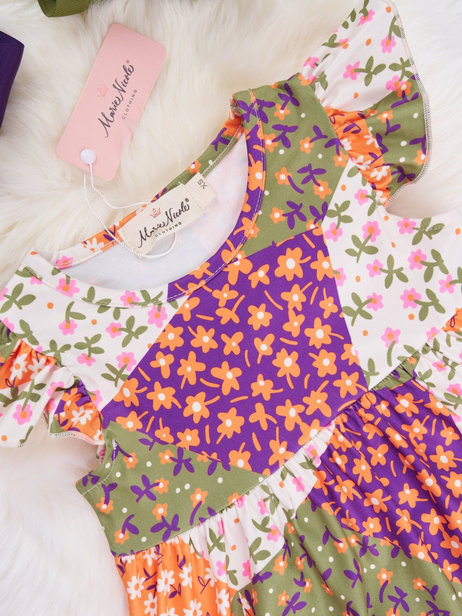 Geometric Floral Ruffle Outfit - Marie Nicole Clothing