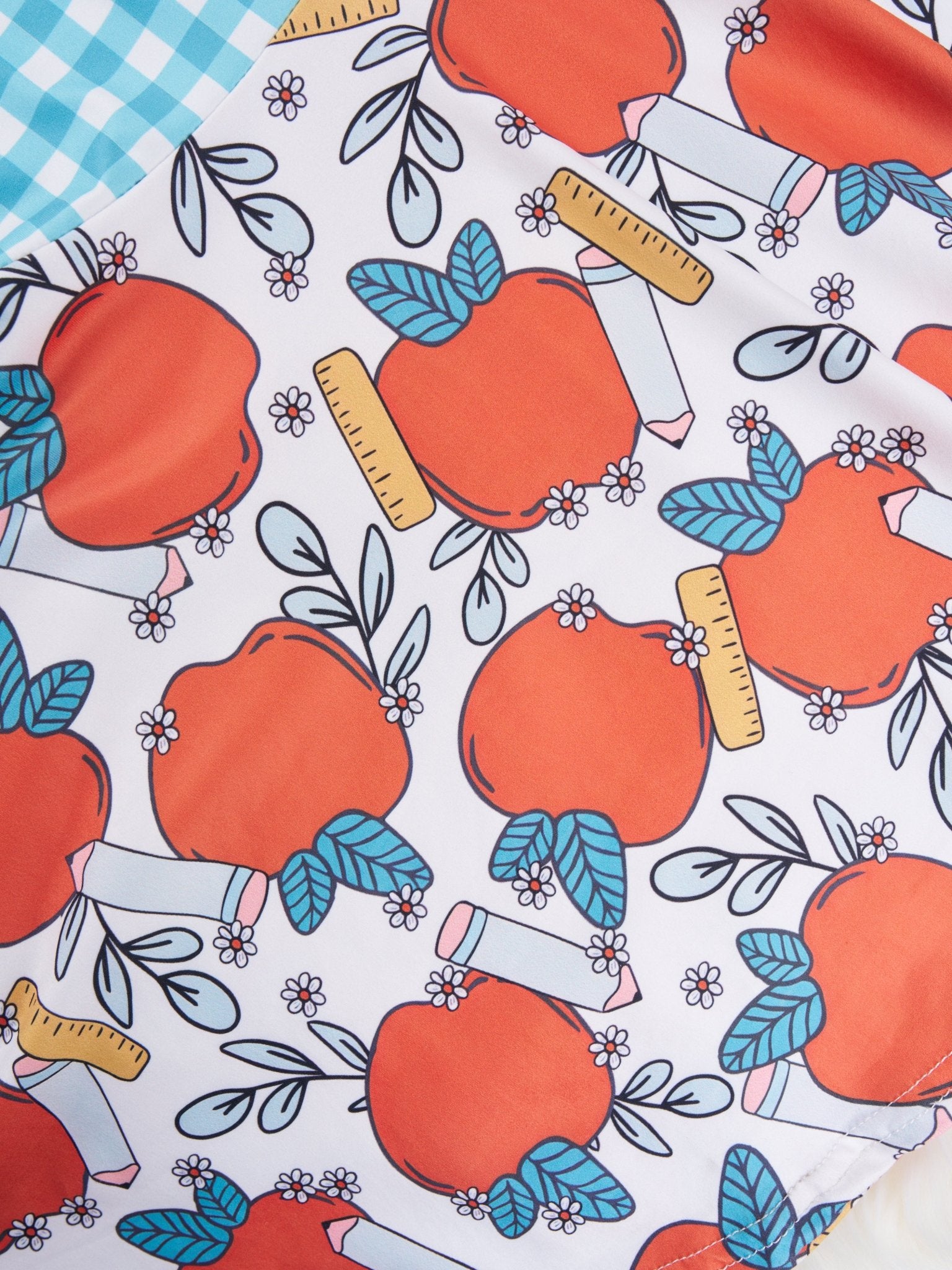 Apple & Gingham Swing Dress - Marie Nicole Clothing