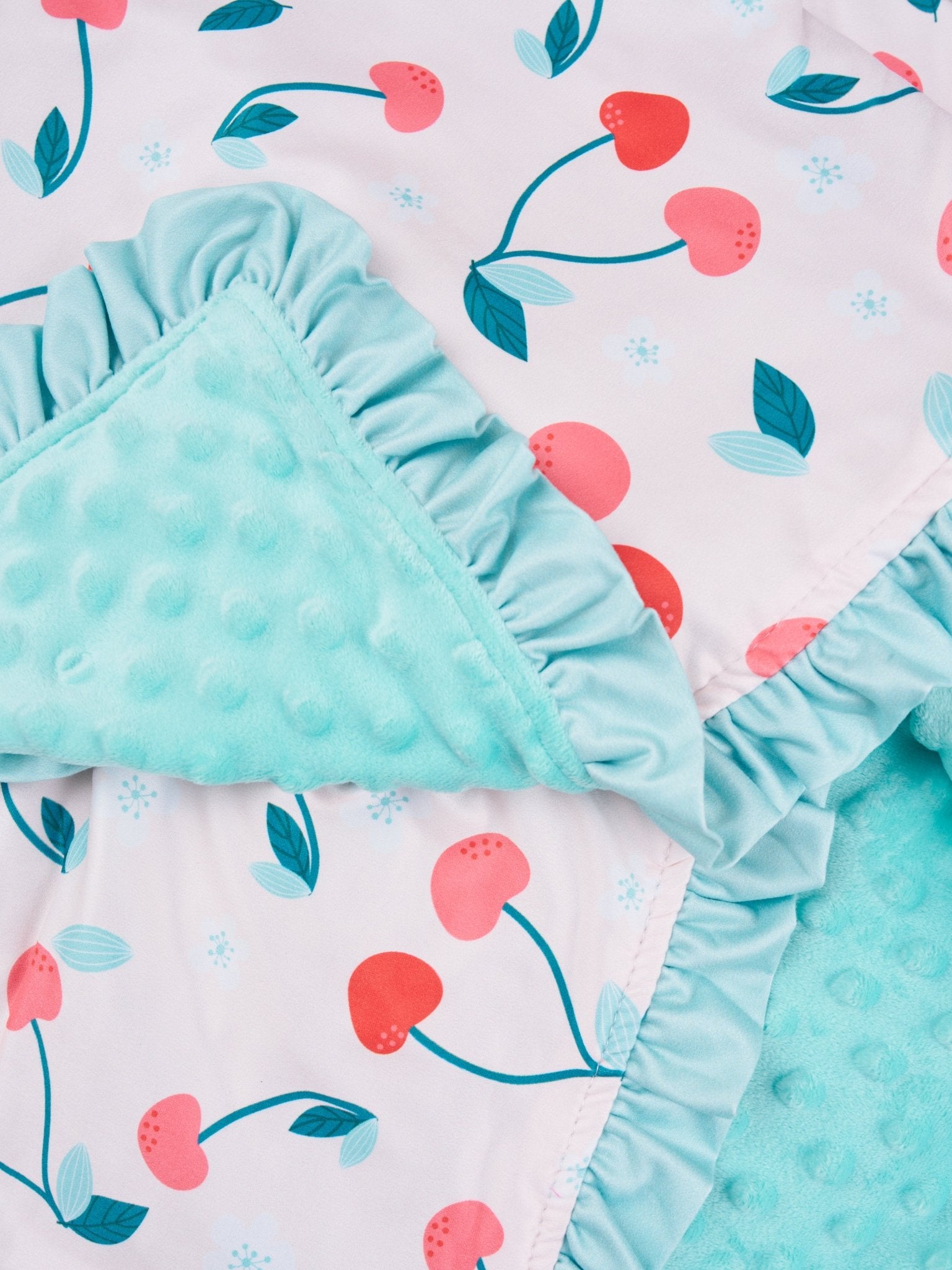Cherries Ruffle Minky Blanket - Marie Nicole Clothing