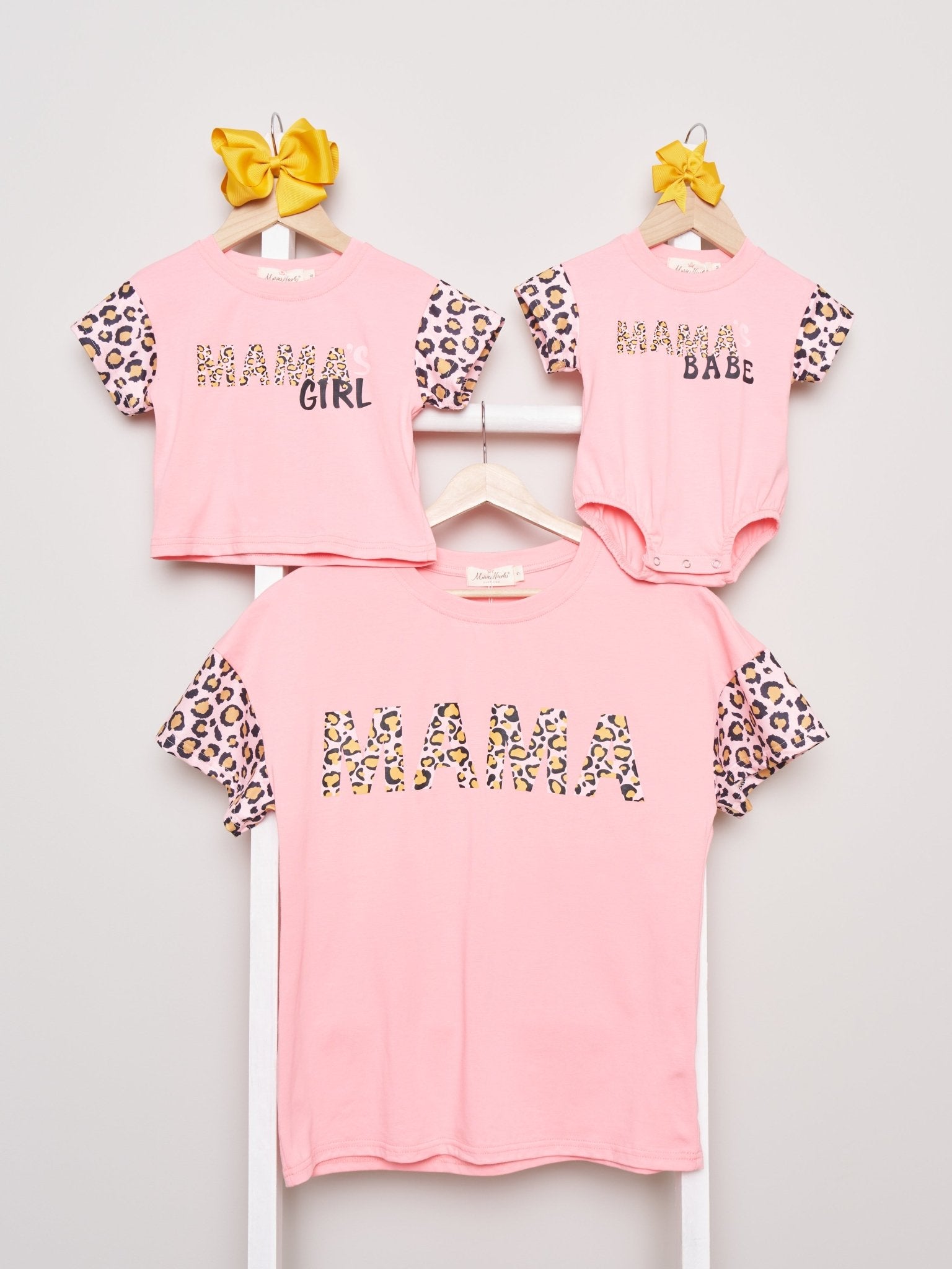 Mom & Me Leopard "Mama's Girl" Shirt & Bubble - Marie Nicole Clothing