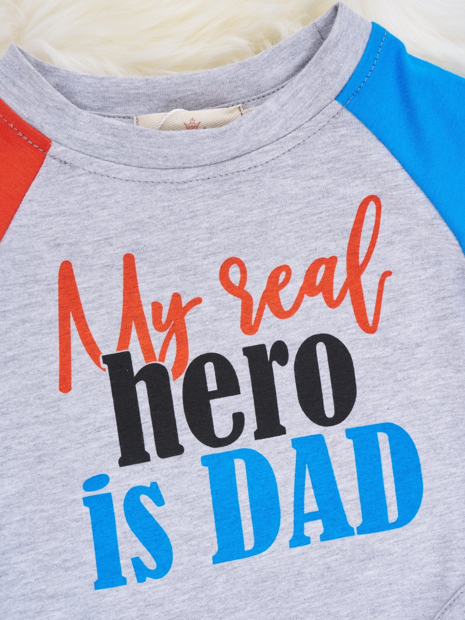"Real Hero Is Dad" Raglan Romper - Marie Nicole Clothing