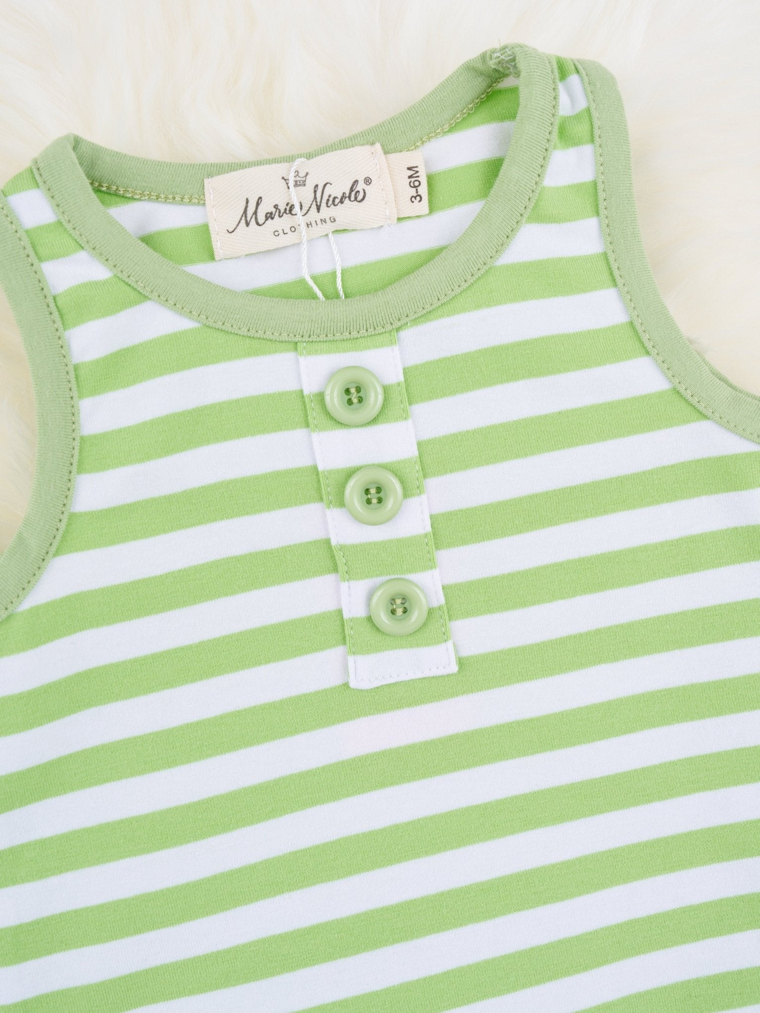 Lime Striped Romper - Marie Nicole Clothing