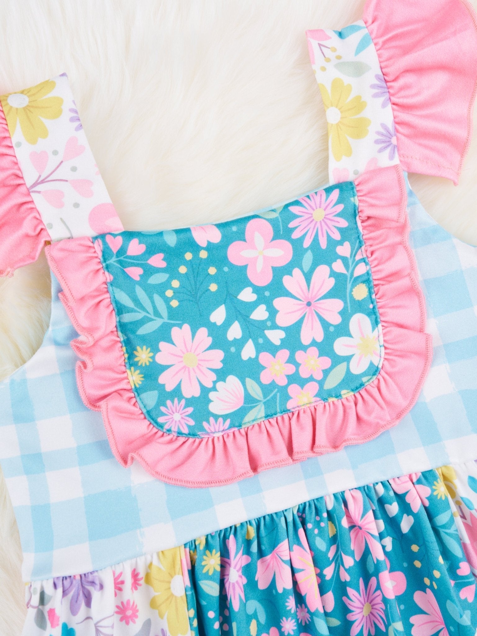 Vibrant Daisies Ruffle Dress - Marie Nicole Clothing