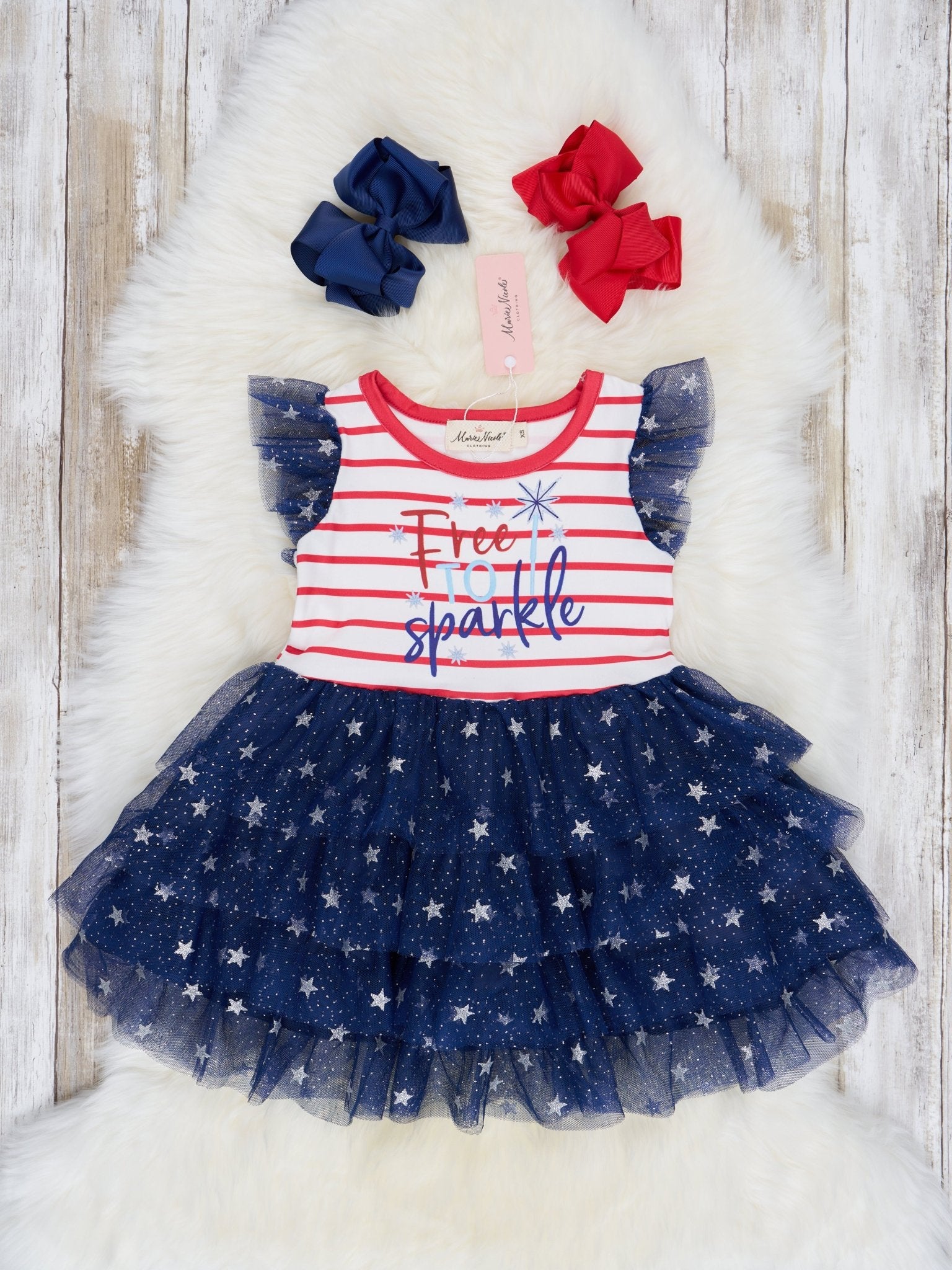 "Free To Sparkle" Tulle Ruffle Dress - Marie Nicole Clothing