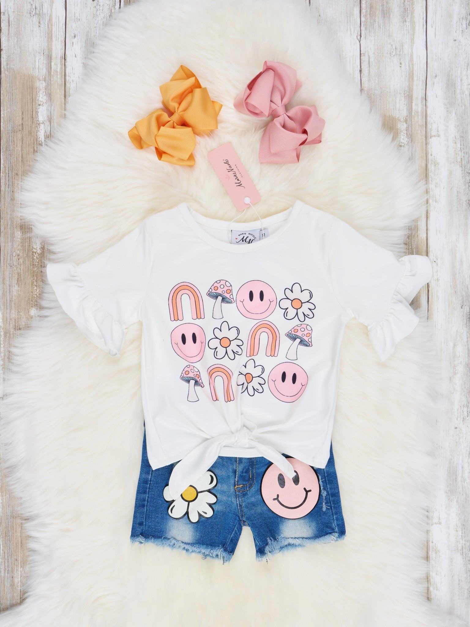 Retro Smiley Denim Outfit - Marie Nicole Clothing
