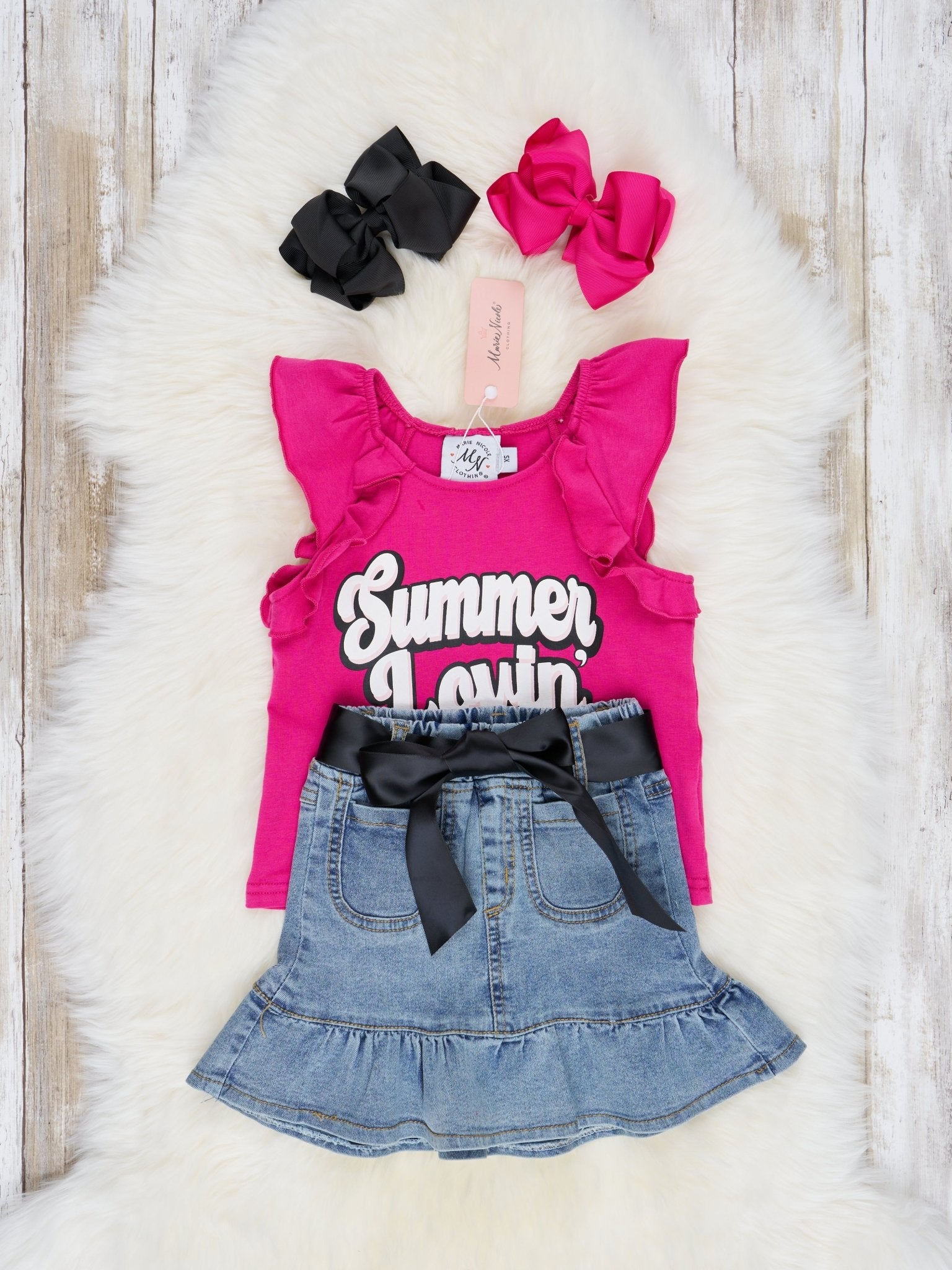 "Summer Lovin" Ruffle Denim Outfit - Marie Nicole Clothing