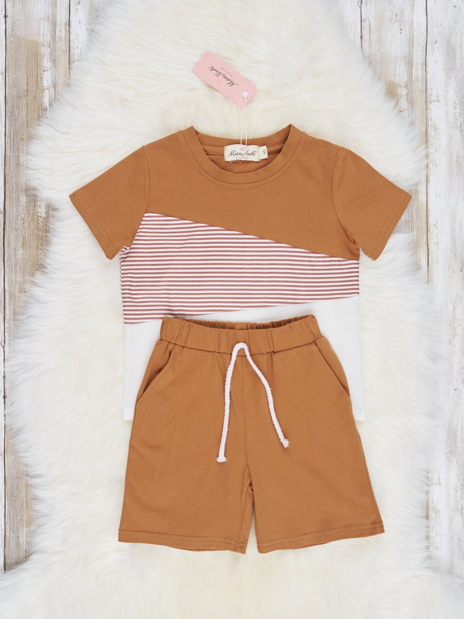 Brown Colorblock Outfit - Marie Nicole Clothing