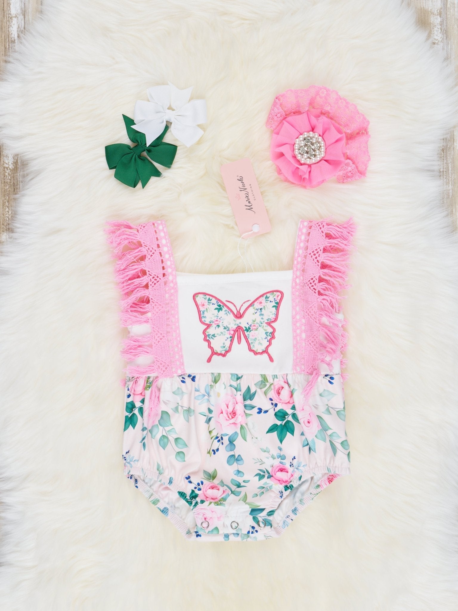 Floral Butterfly Tank Bubble Romper - Marie Nicole Clothing