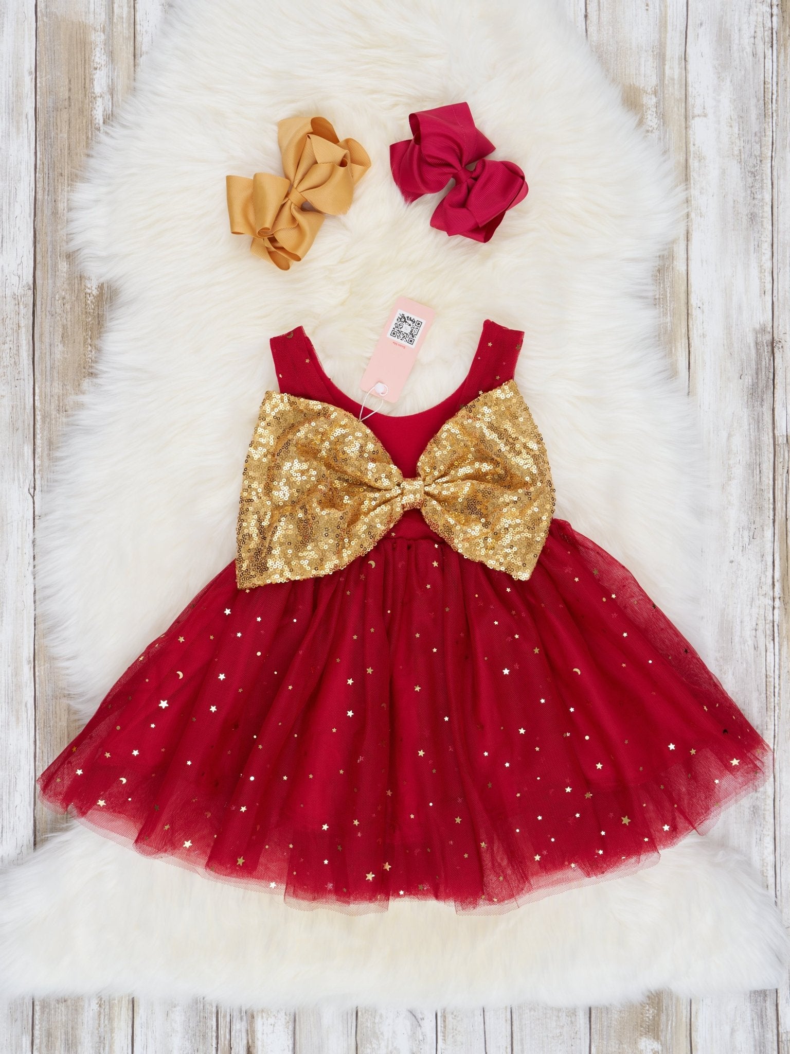 Red Sparkly Tulle Tank Swing Dress - Marie Nicole Clothing
