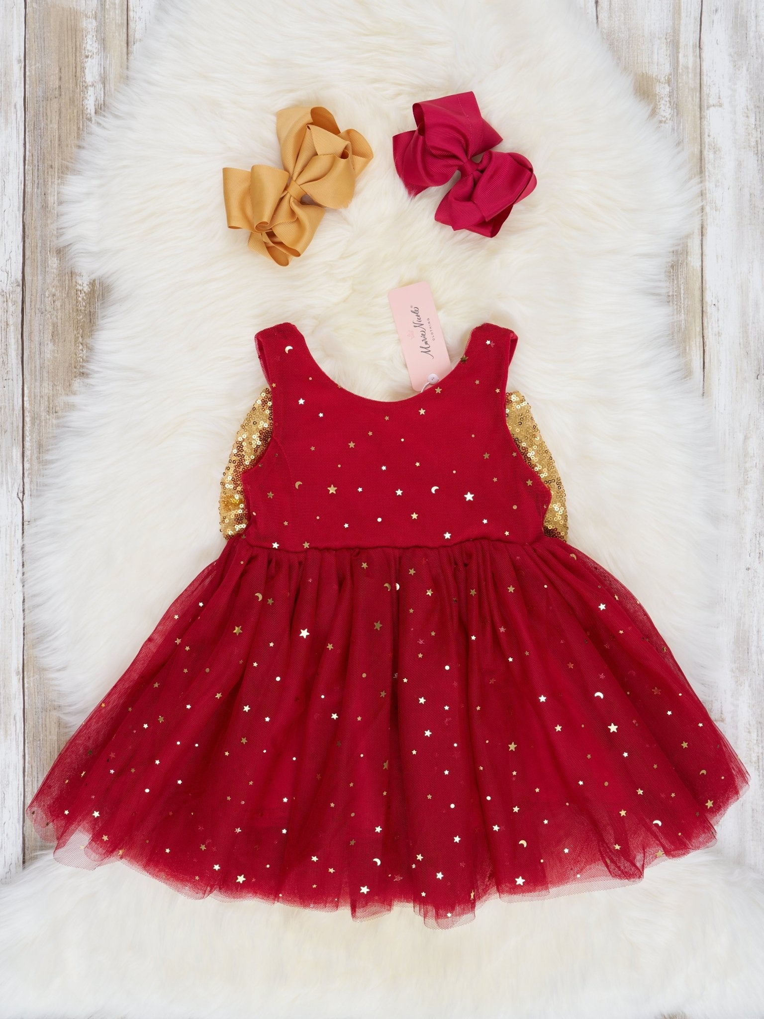 Red Sparkly Tulle Tank Swing Dress - Marie Nicole Clothing