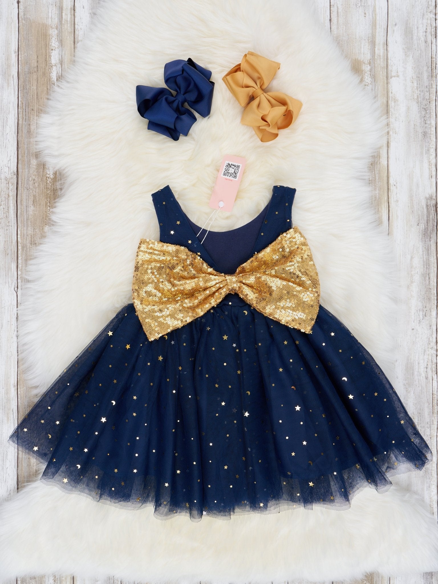 Navy Sparkly Tulle Tank Swing Dress - Marie Nicole Clothing