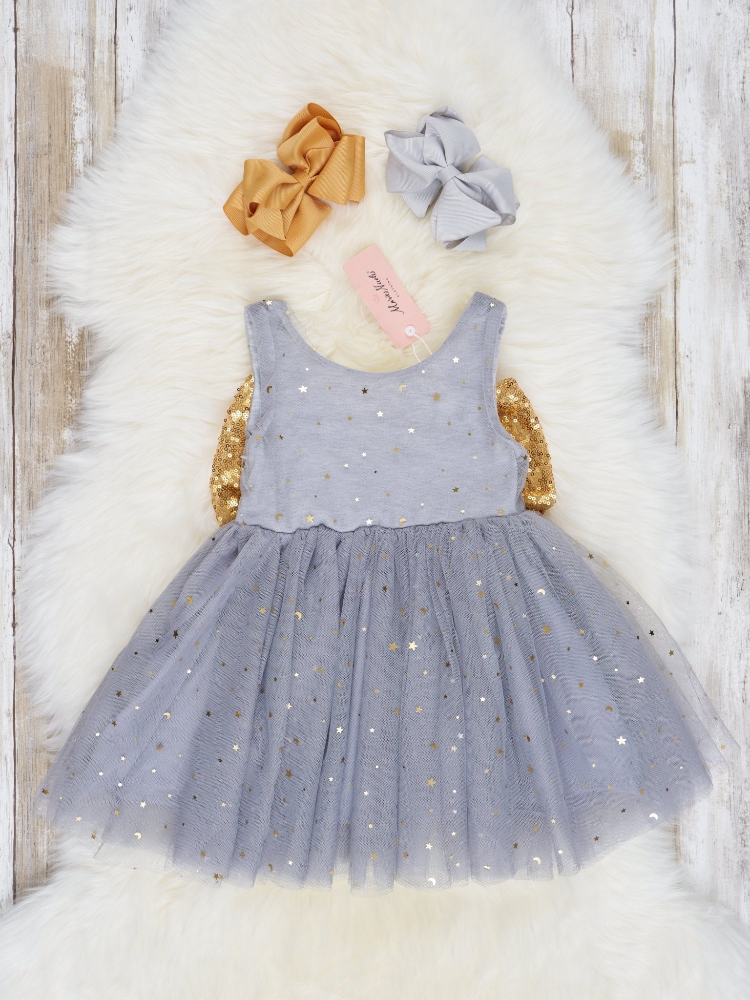 Silver Sparkly Tulle Tank Dress - Marie Nicole Clothing