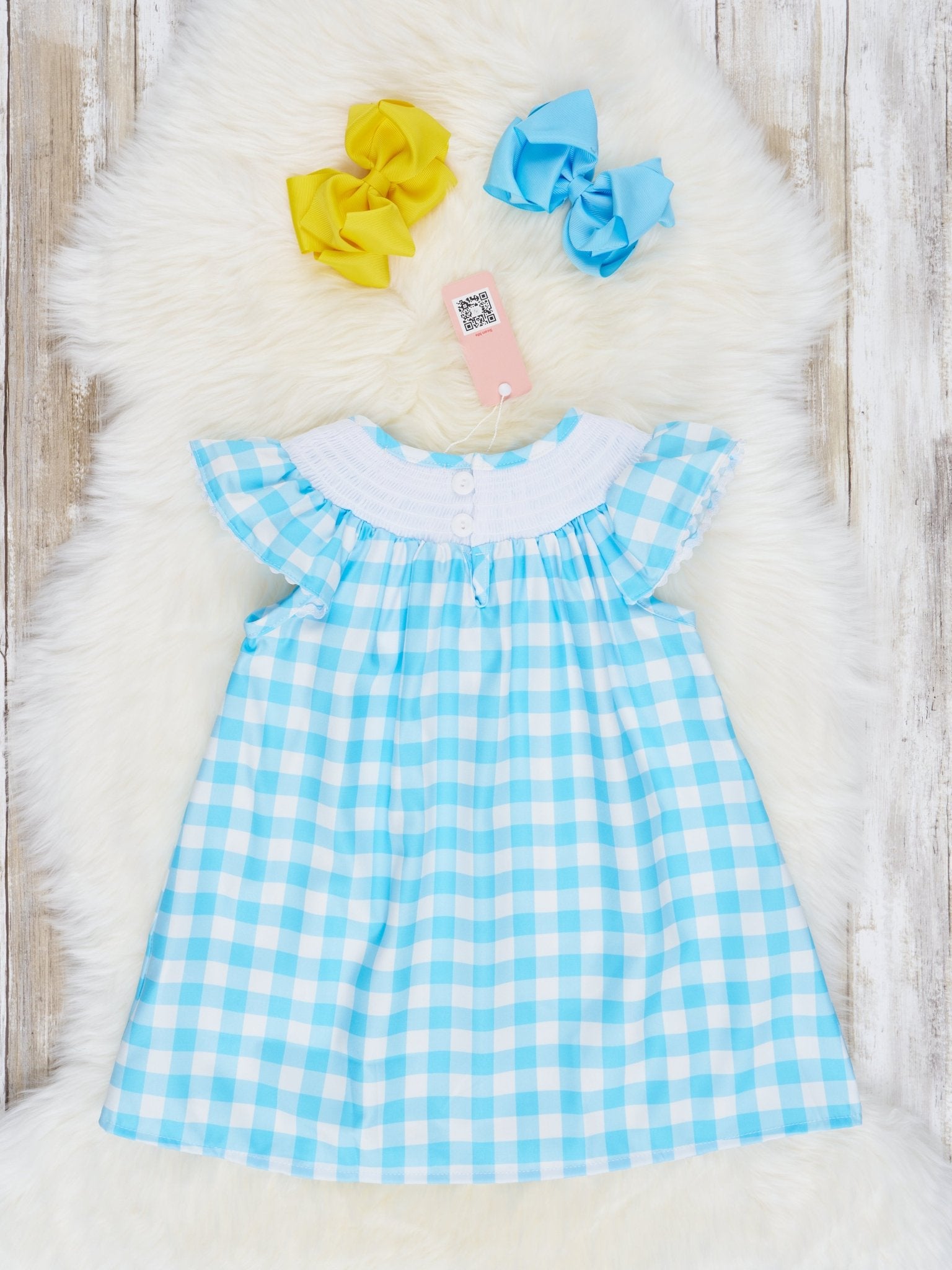 Gingham Smocked Daisy Dress - Marie Nicole Clothing