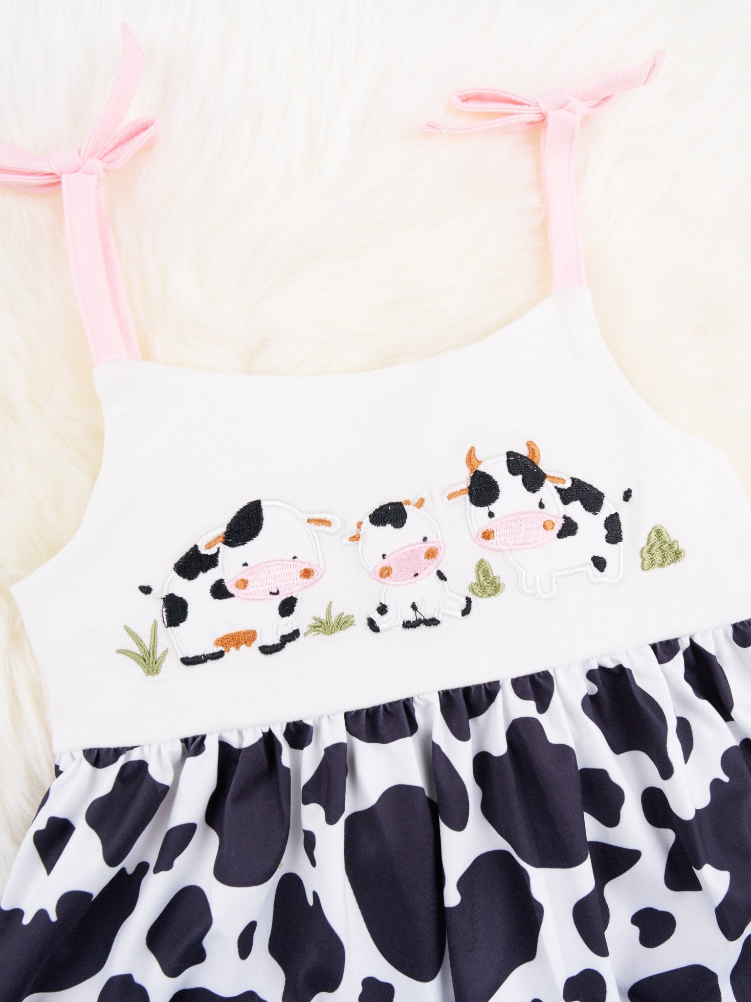 Smocked Cow Tie Outfit - Marie Nicole Clothing