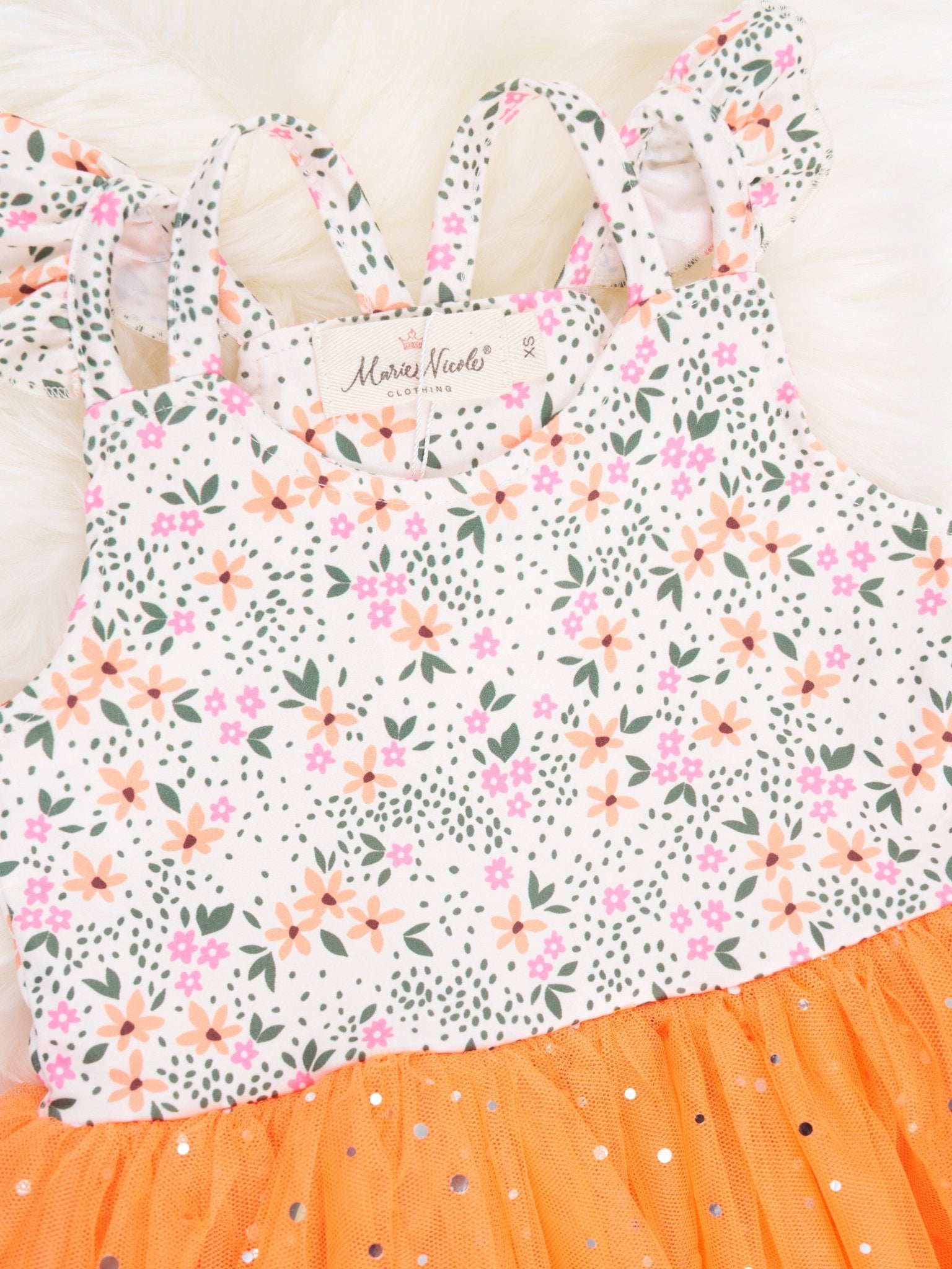Ditsy Floral Sparkly Tulle Dress - Marie Nicole Clothing