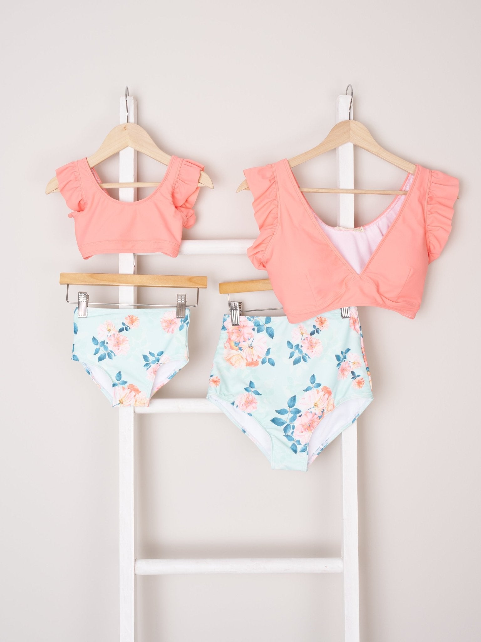 Mom & Me Coral Carnation Swimsuit - Marie Nicole Clothing