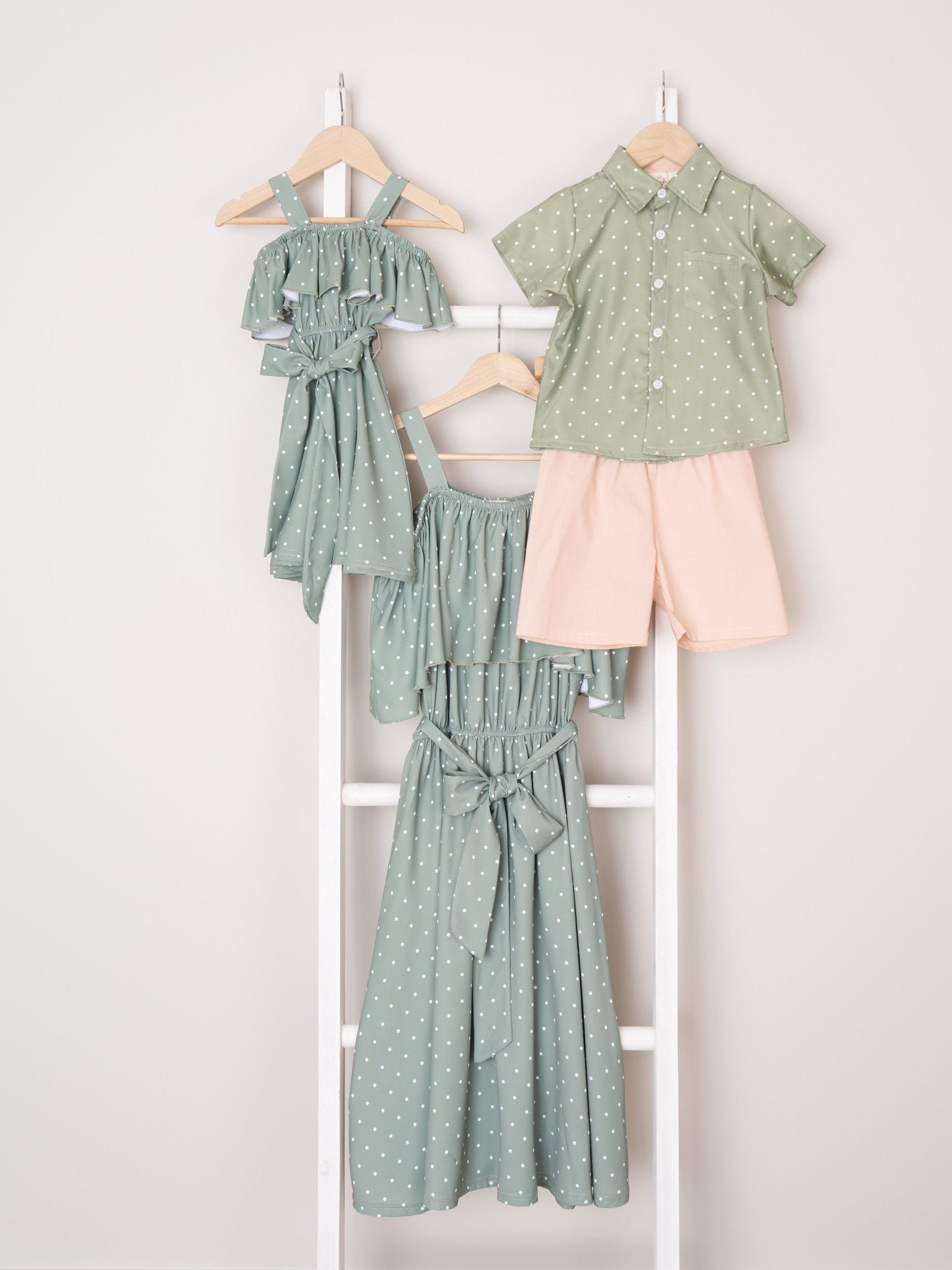 Green Polka Dot Polo Outfit - Marie Nicole Clothing