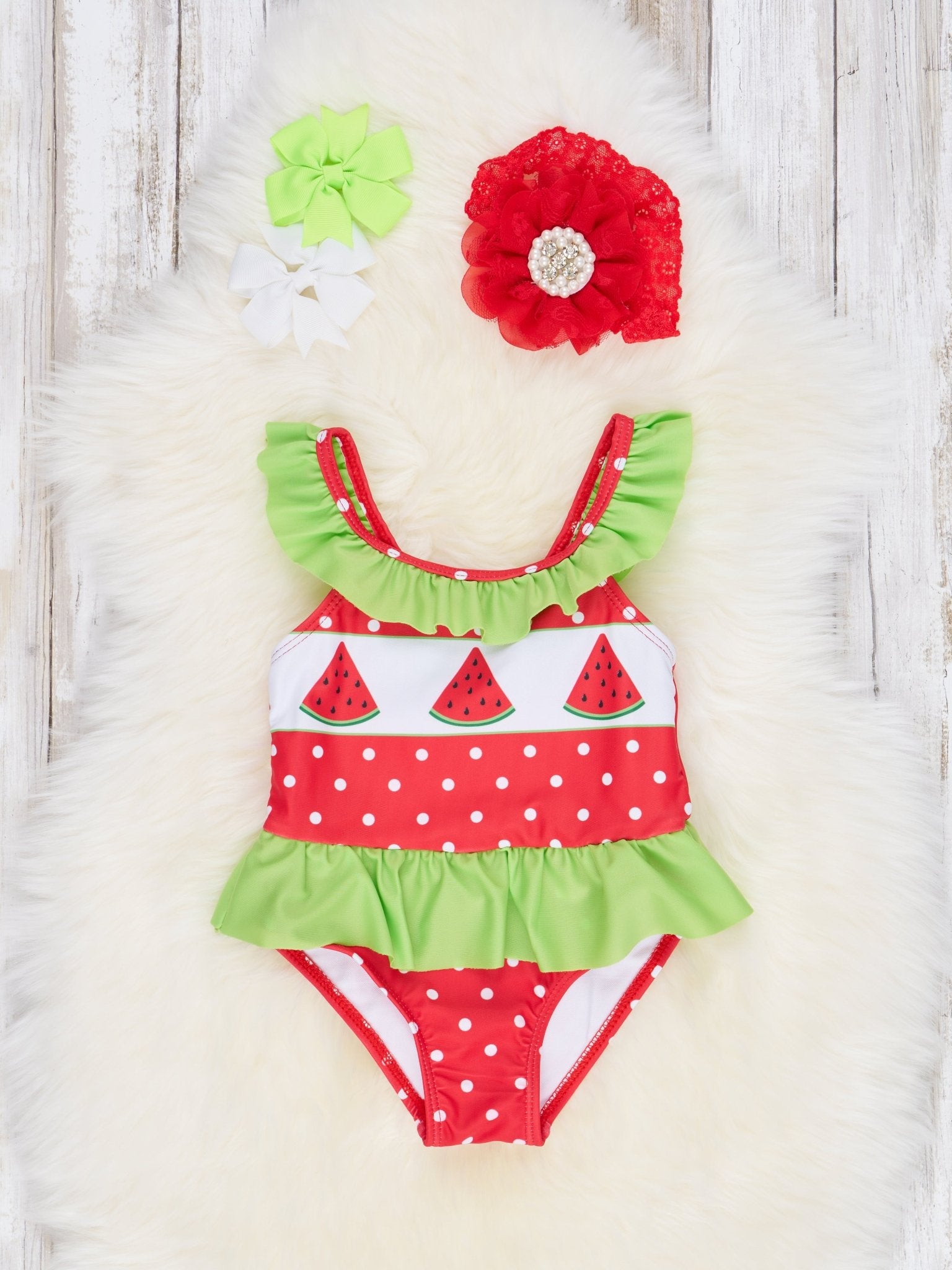 Watermelon Ruffle One - Piece Swimsuit - Marie Nicole Clothing